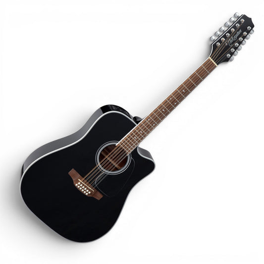 Takamine GD38CE BLK 12-String Dreadnought Acoustic-Electric Guitar w/Gig Bag, Gloss Black