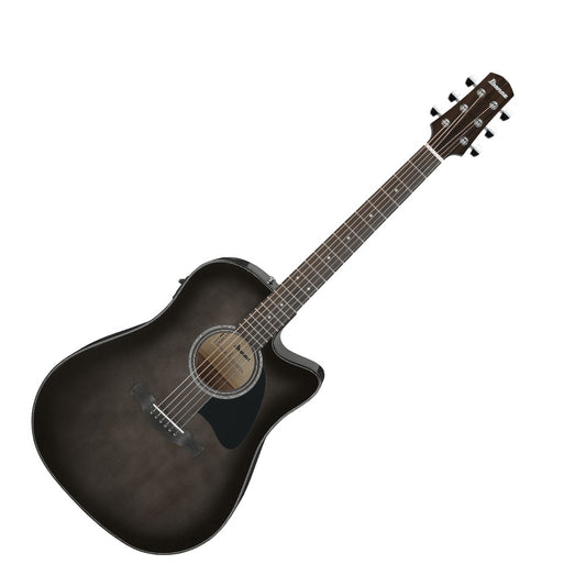 Ibanez AAD77CE Advanced Acoustic Series Acoustic Guitar, Transparent Black Sunburst High Gloss