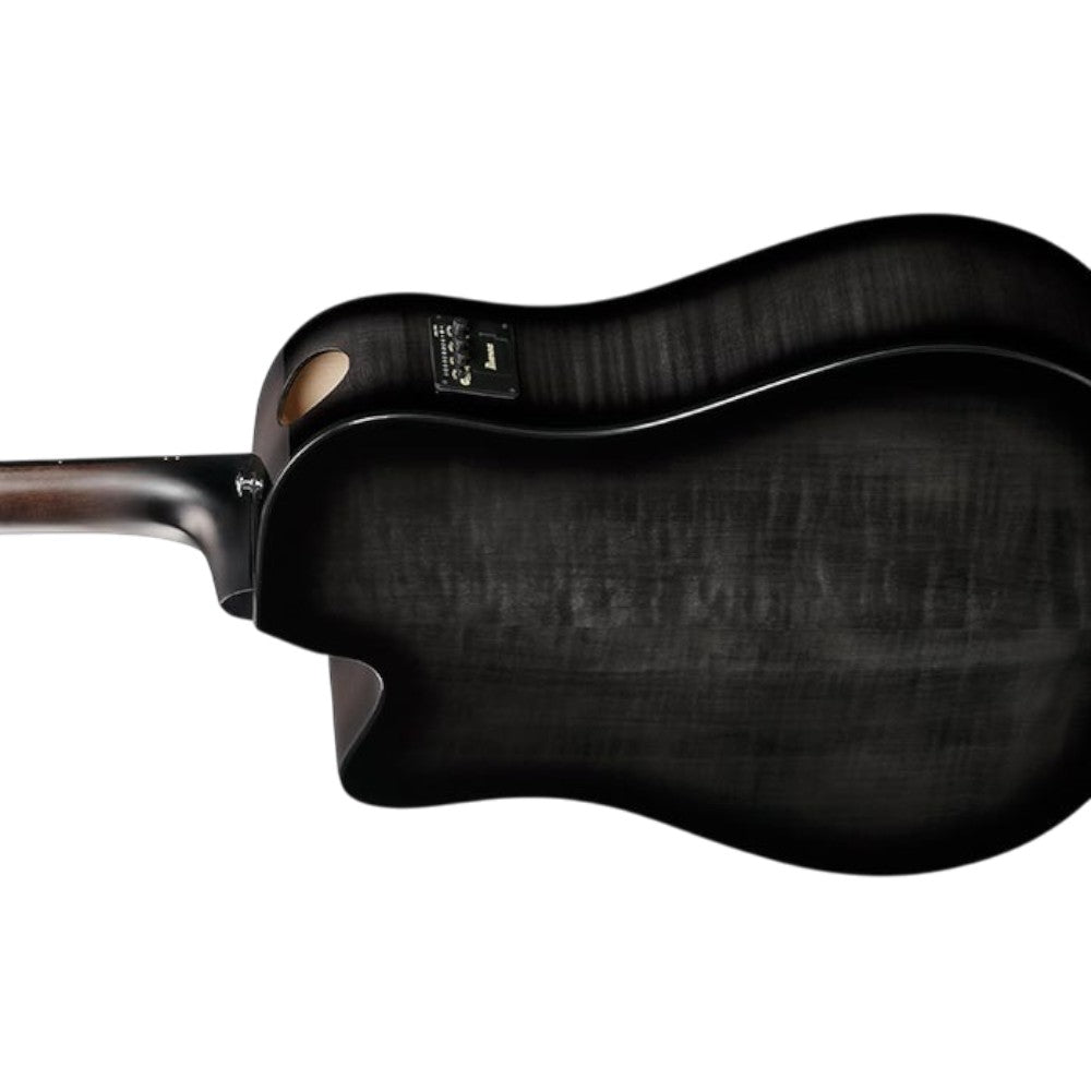 Ibanez AAD77CE Advanced Acoustic Series Acoustic Guitar, Transparent Black Sunburst High Gloss