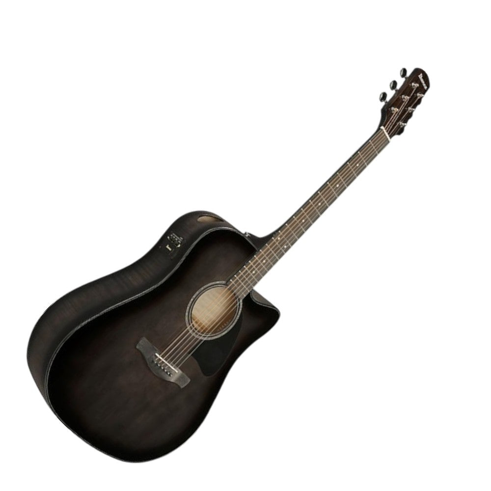 Ibanez AAD77CE Advanced Acoustic Series Acoustic Guitar, Transparent Black Sunburst High Gloss  + MR600AC Roadtour Case