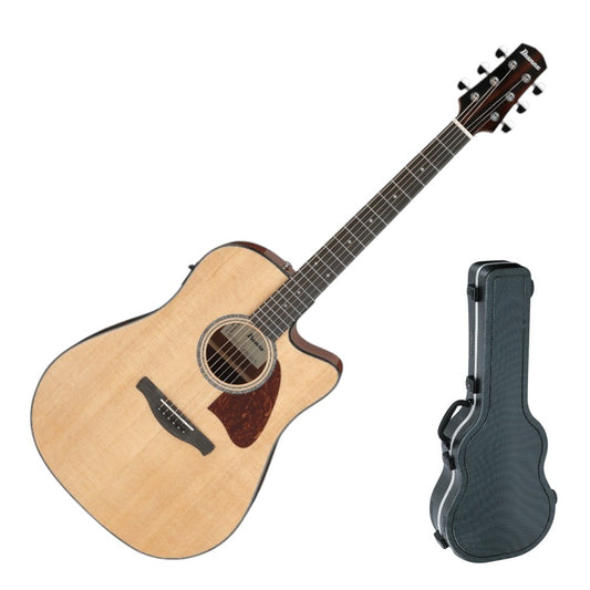 Ibanez AAD51CE Advanced Acoustic Series Acoustic Guitar, Natural High Gloss + MR600AC Roadtour Case