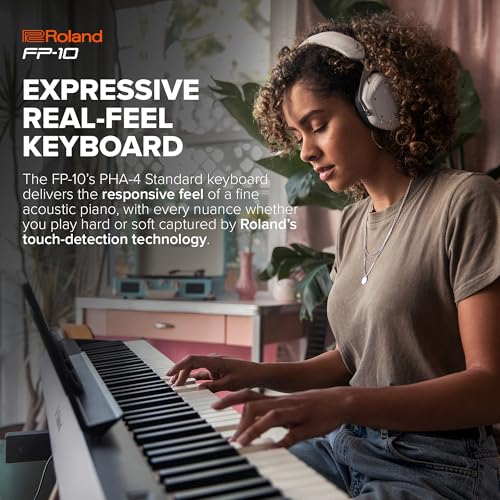 Roland FP-10 88-Key Hammer-Action Digital Piano with Bluetooth MIDI, Black