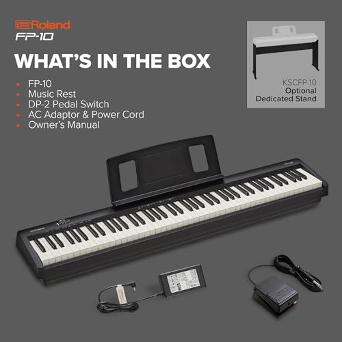 Roland FP-10 88-Key Hammer-Action Digital Piano with Bluetooth MIDI, Black