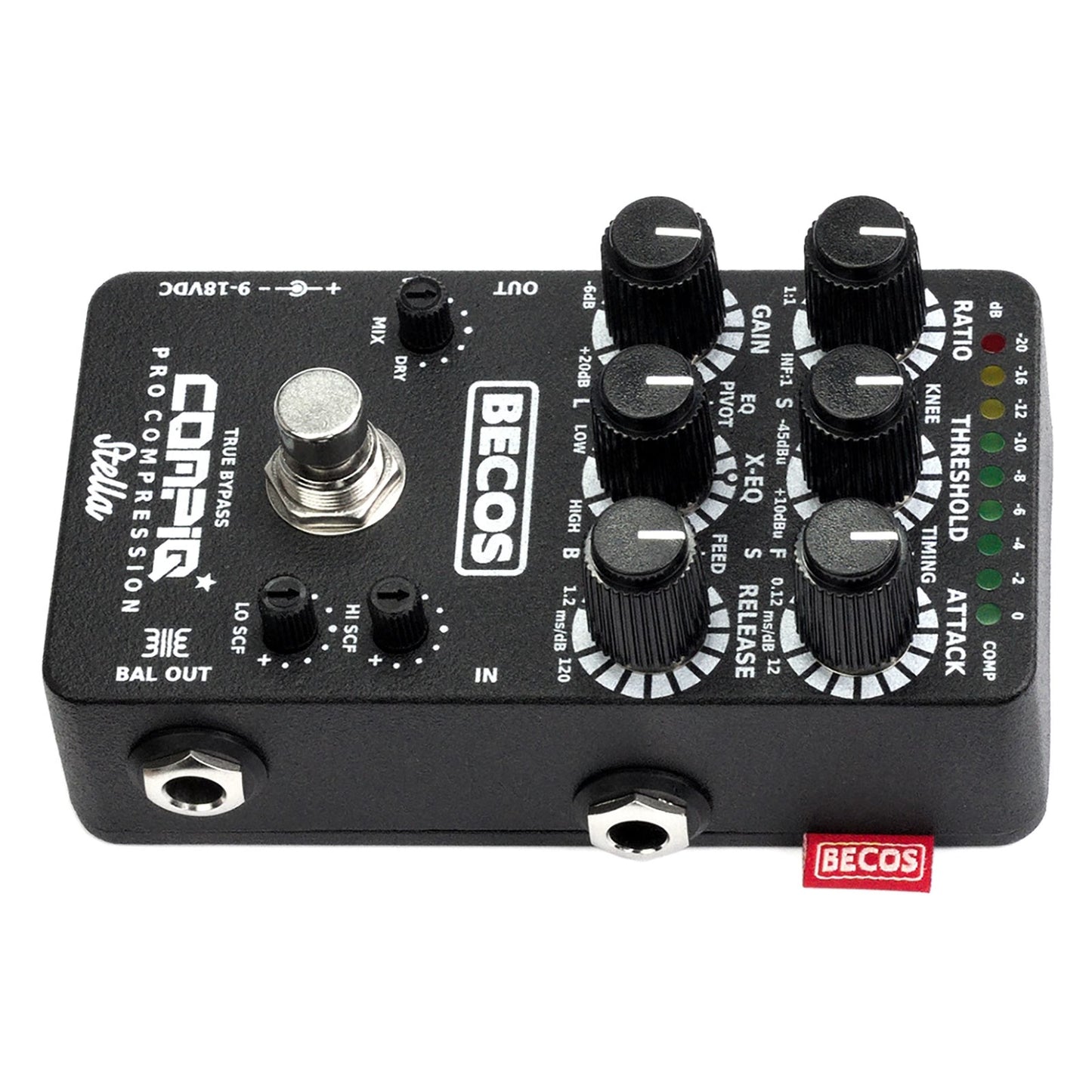 BECOS CompIQ STELLA Pro Compressor Pedal with DITOS Trafo Output for Guitar & Bass
