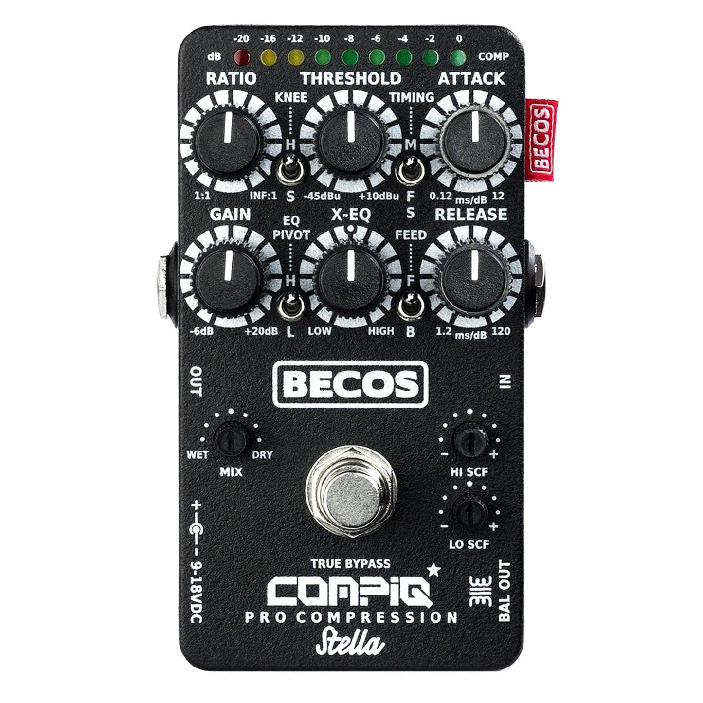 Becos CompIQ STELLA Pro Compressor Pedal for Bass and Guitar