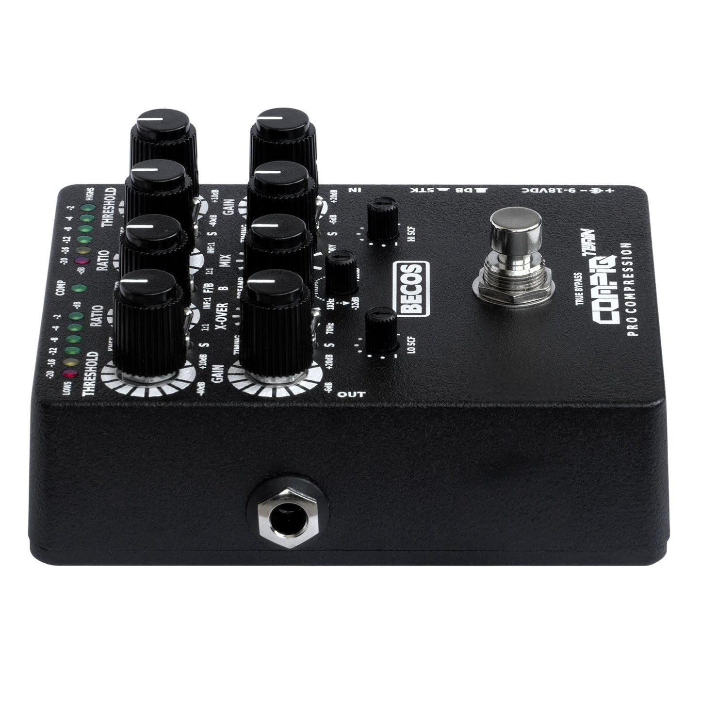 Becos CompIQ TWAIN Pro Dual Band Stacked Compressor Pedal for Bass and Guitar