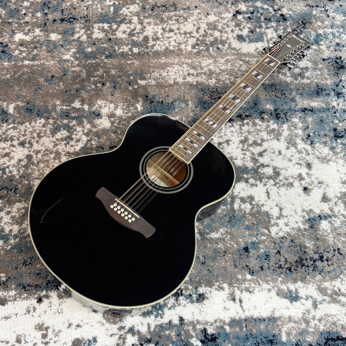 Ibanez AJ7012M1E-BK Artwood 12-String Acoustic-Electric Guitar, Black, Cosmetic Damage [USED-GOOD]