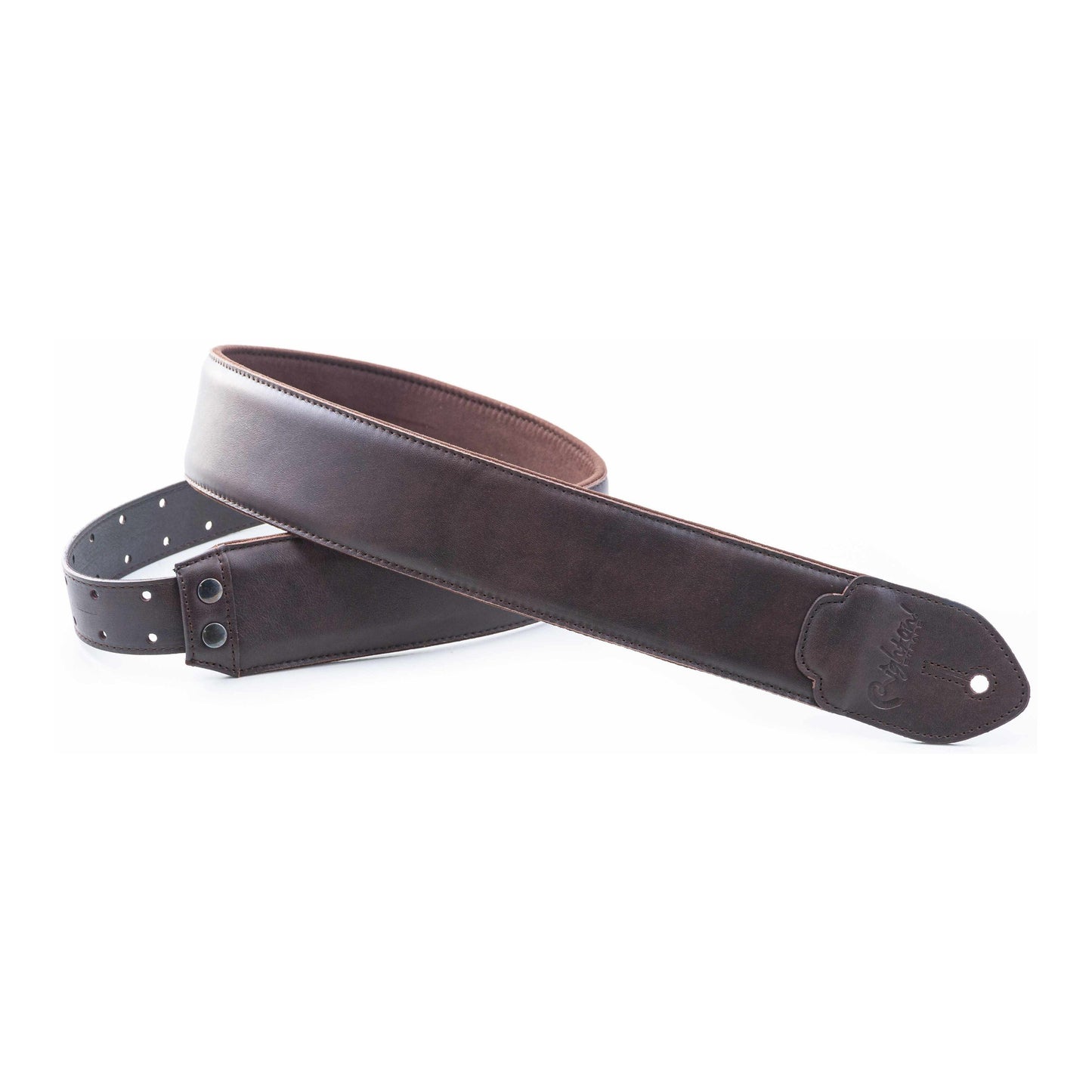 RightOn! Straps Leathercraft VINTAGE Brown Padded Leather Guitar and Bass Strap with Pick Pocket