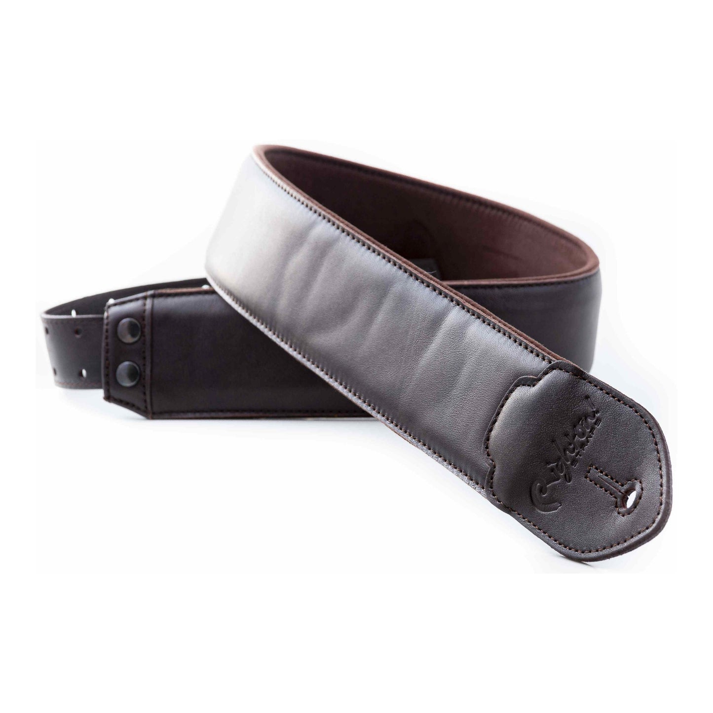 RightOn! Straps Leathercraft VINTAGE Brown Padded Leather Guitar and Bass Strap with Pick Pocket