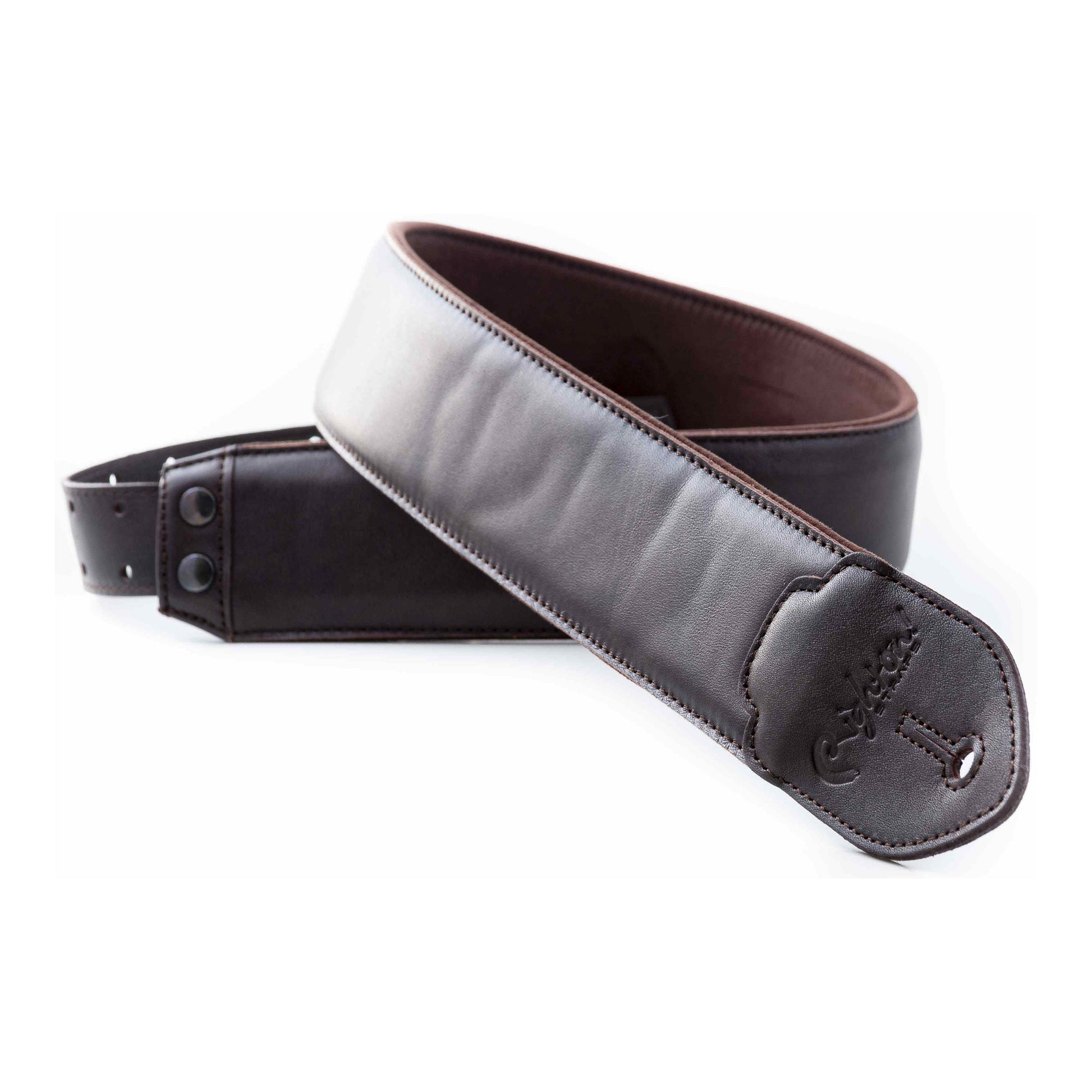 RightOn! Straps Leathercraft VINTAGE Brown Padded Leather Guitar and Bass Strap with Pick Pocket