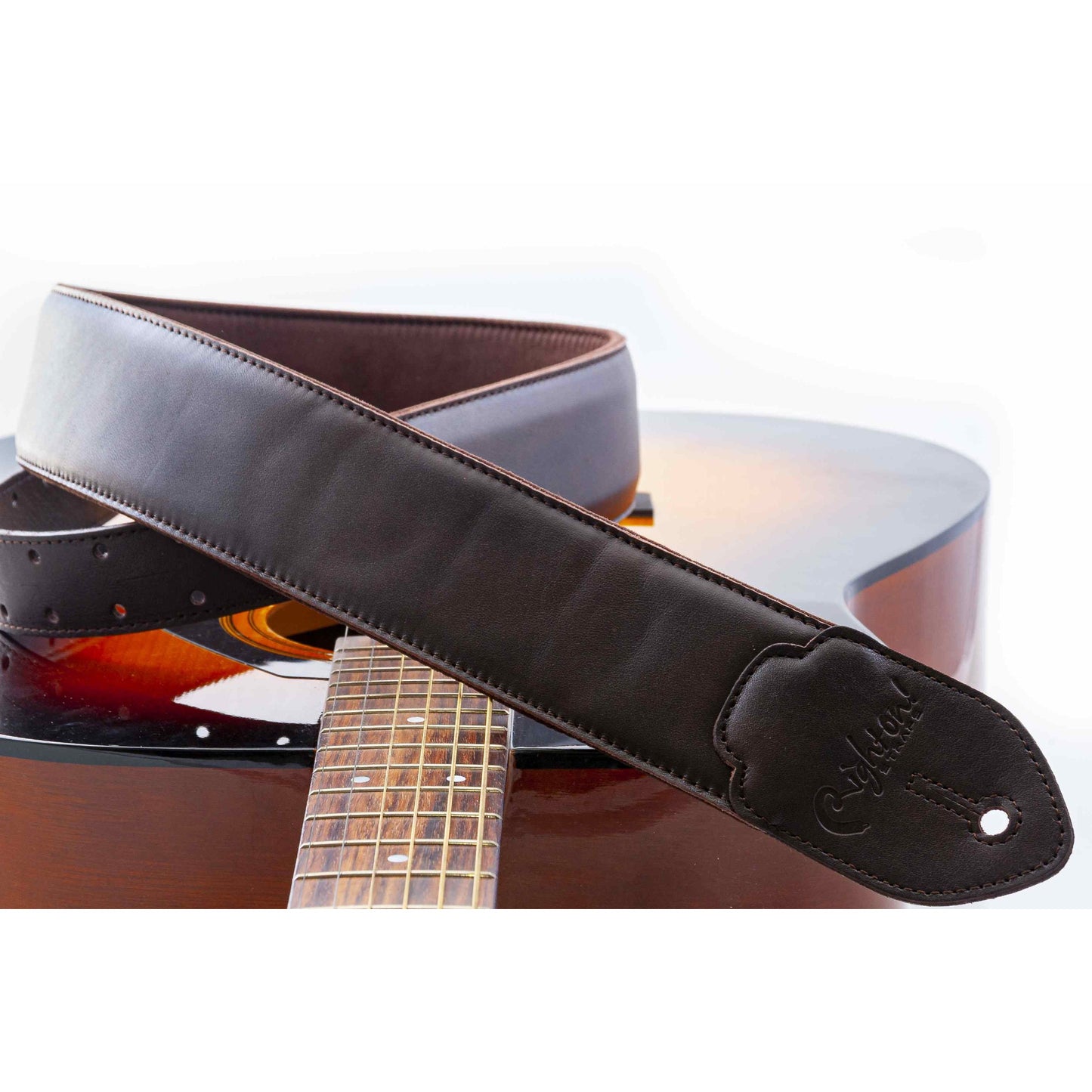 RightOn! Straps Leathercraft VINTAGE Brown Padded Leather Guitar and Bass Strap with Pick Pocket