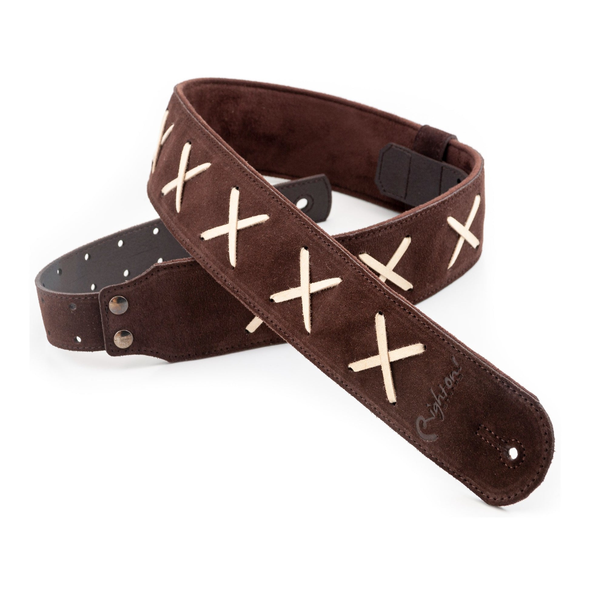 RightOn! Straps Legend D.G. Brown Leather Guitar and Bass Strap with Pick Pocket
