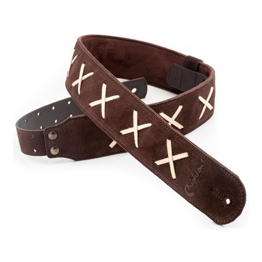 RightOn! Straps Legend D.G. Brown Leather Guitar and Bass Strap with Pick Pocket