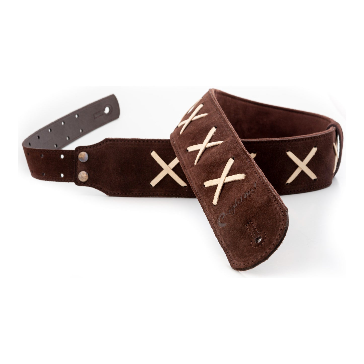 RightOn! Straps Legend D.G. Brown Leather Guitar and Bass Strap with Pick Pocket