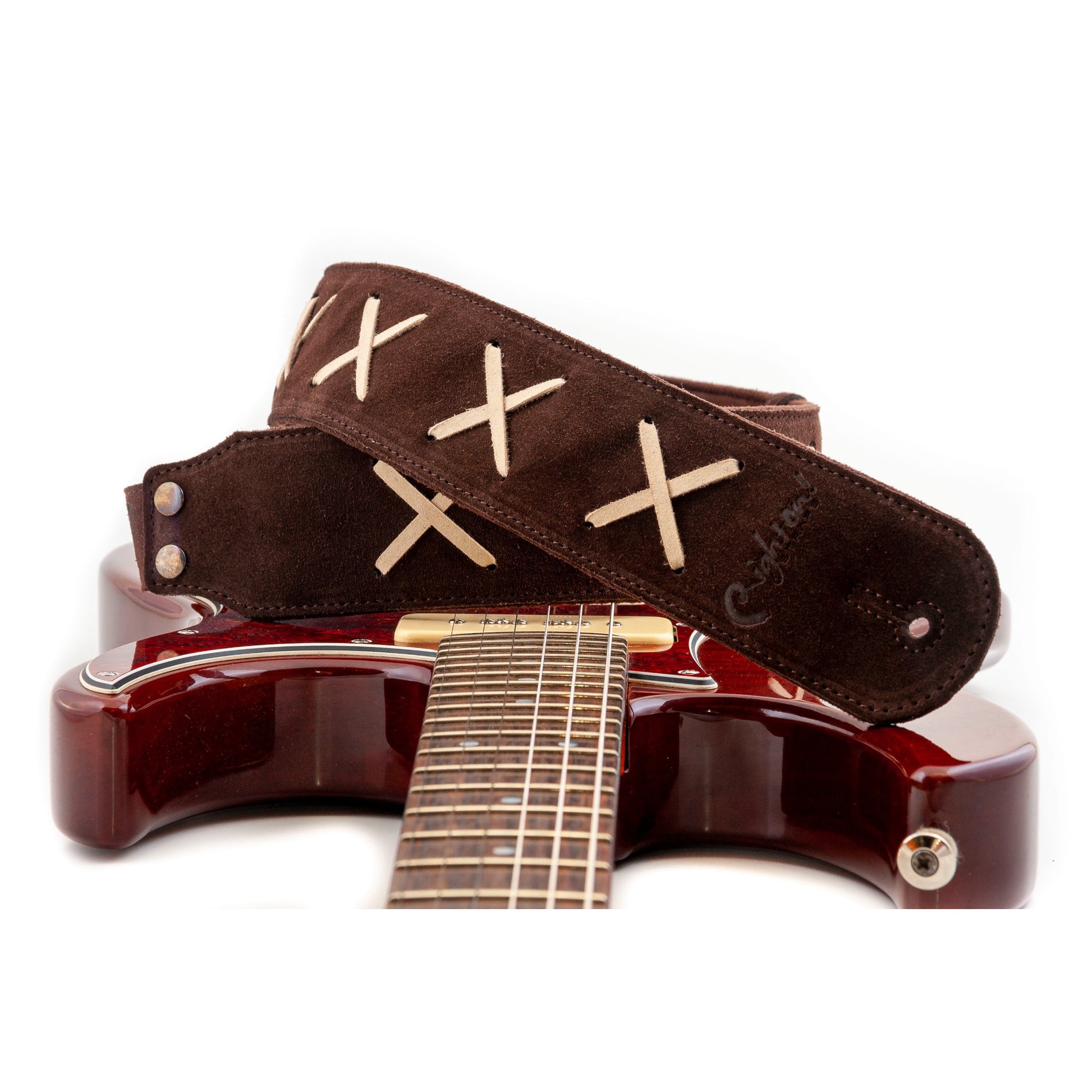 RightOn! Straps Legend D.G. Brown Leather Guitar and Bass Strap with Pick Pocket