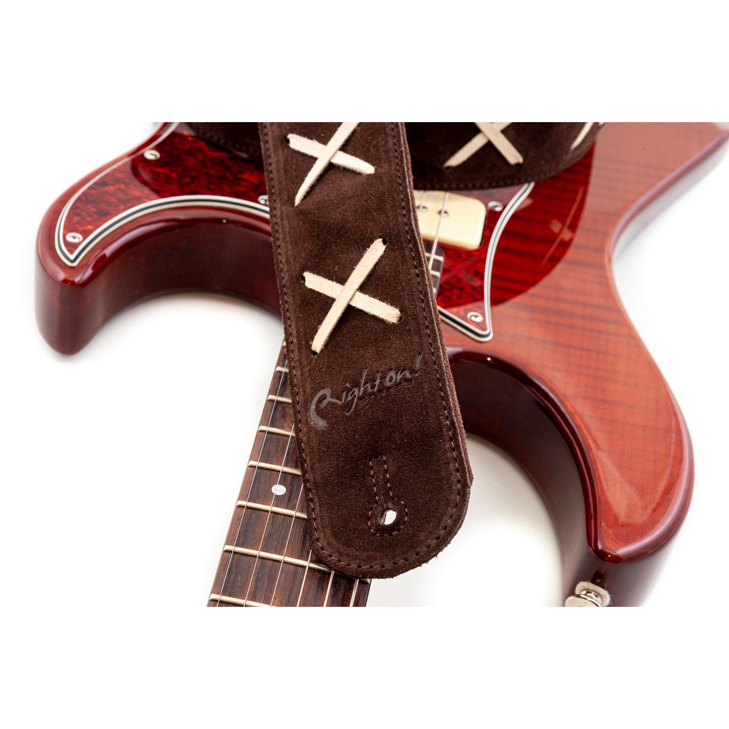 RightOn! Straps Legend D.G. Brown Leather Guitar and Bass Strap with Pick Pocket
