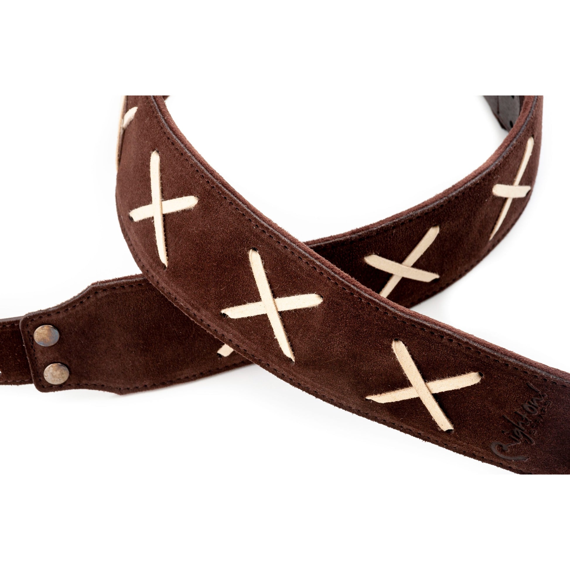 RightOn! Straps Legend D.G. Brown Leather Guitar and Bass Strap with Pick Pocket