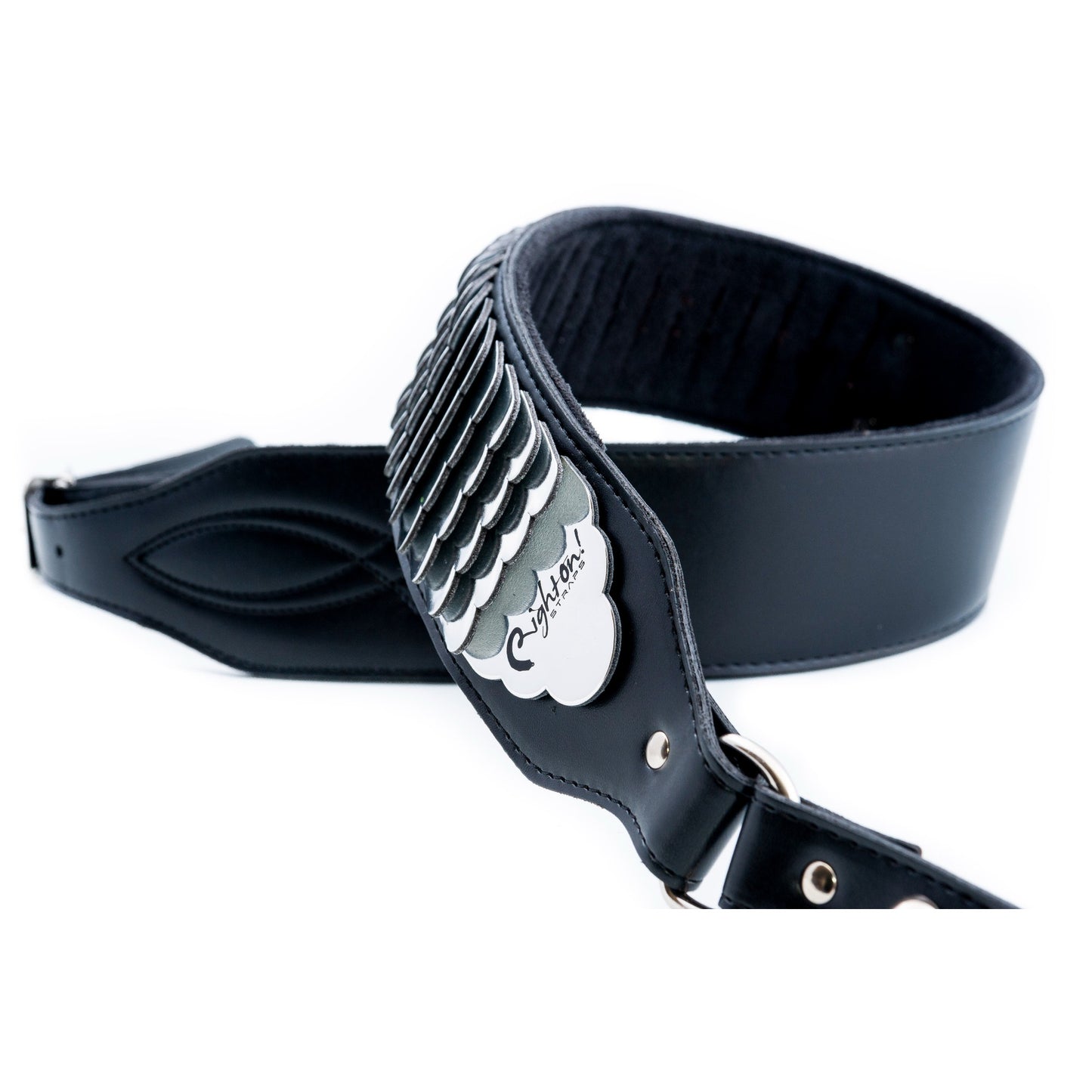 RightOn! Straps Legend J.L. PYTHON Black Padded Vegan Guitar and Bass Strap