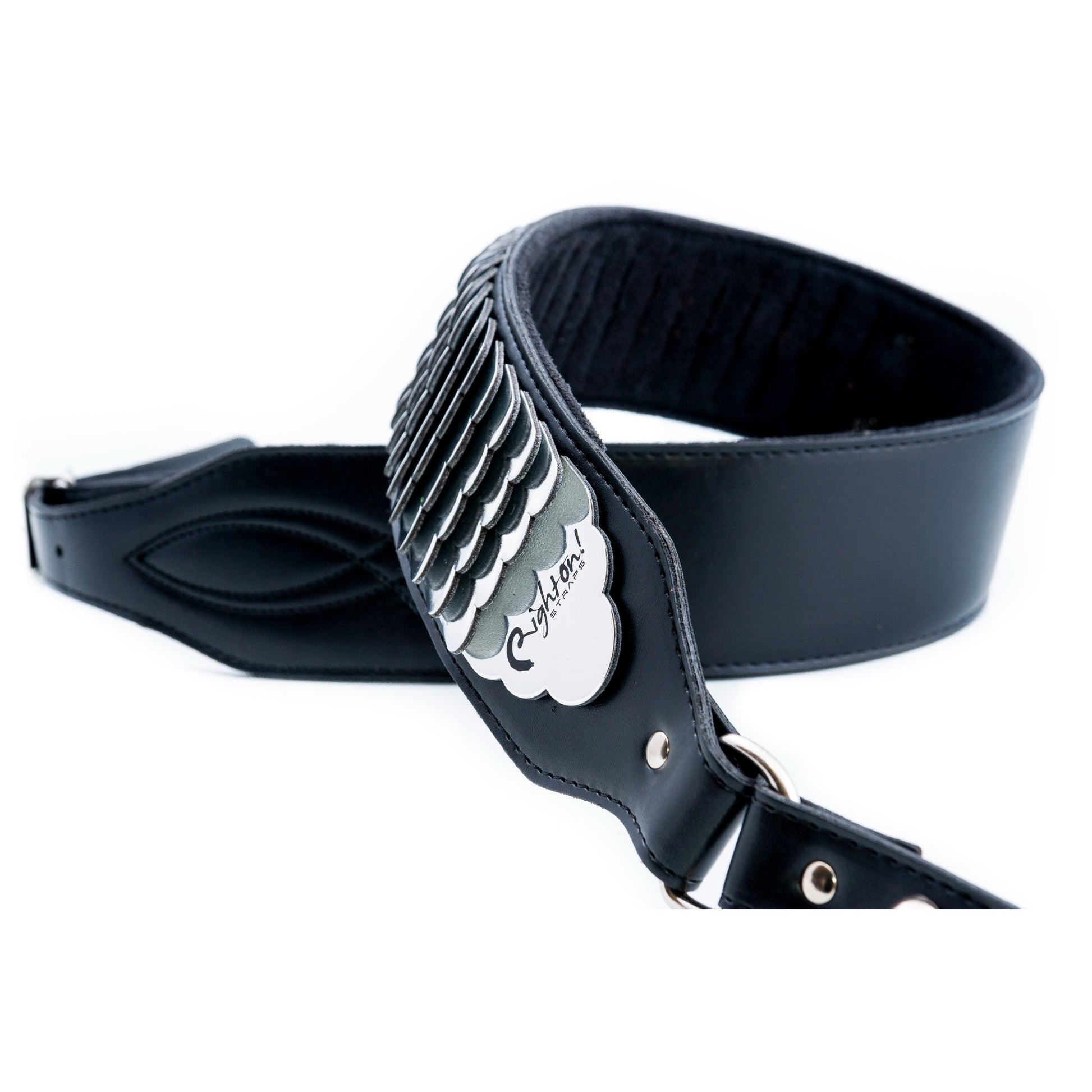 RightOn! Straps Legend J.L. PYTHON Black Padded Vegan Guitar and Bass Strap