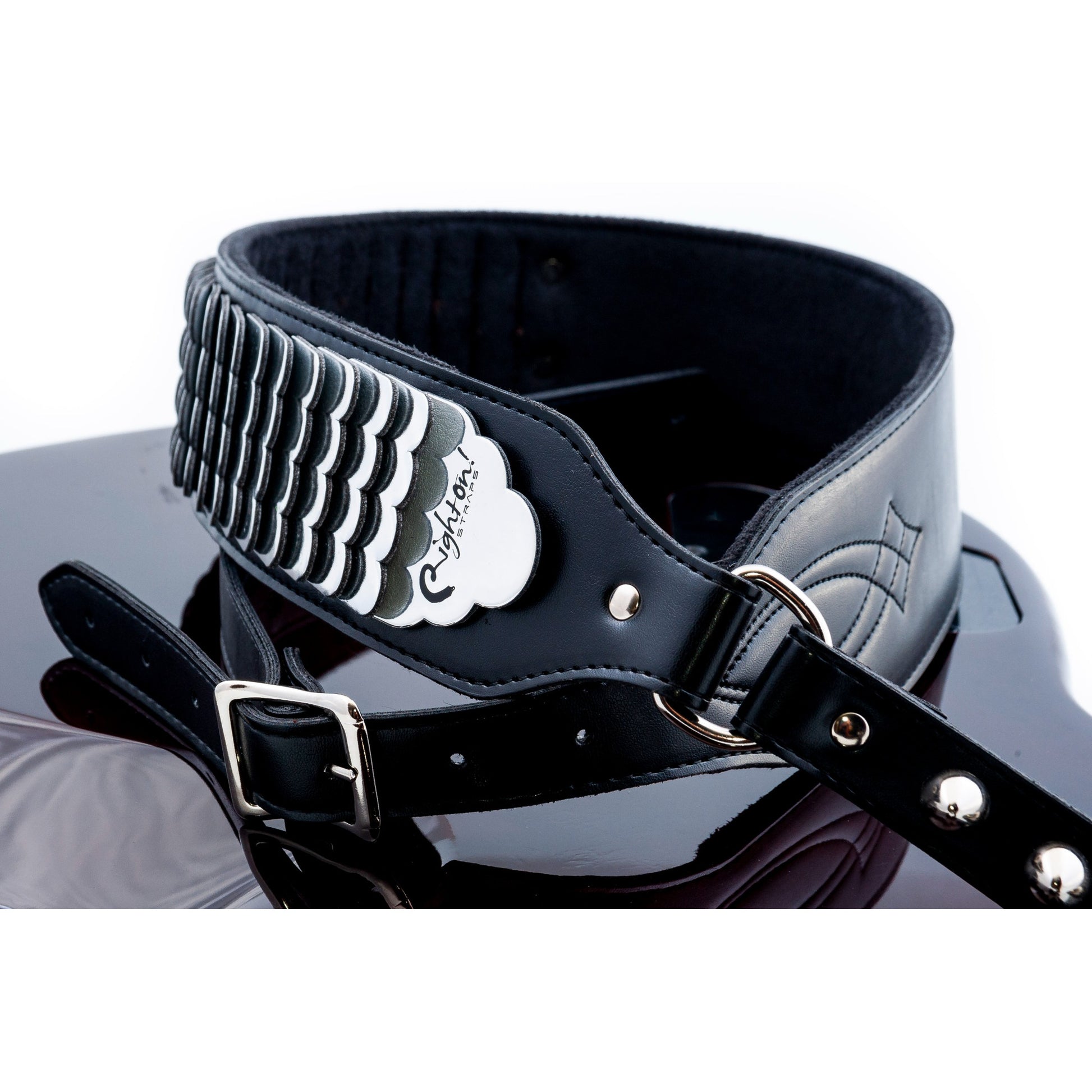 RightOn! Straps Legend J.L. PYTHON Black Padded Vegan Guitar and Bass Strap