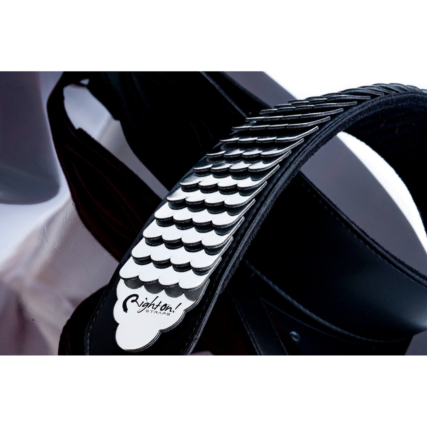 RightOn! Straps Legend J.L. PYTHON Black Padded Vegan Guitar and Bass Strap