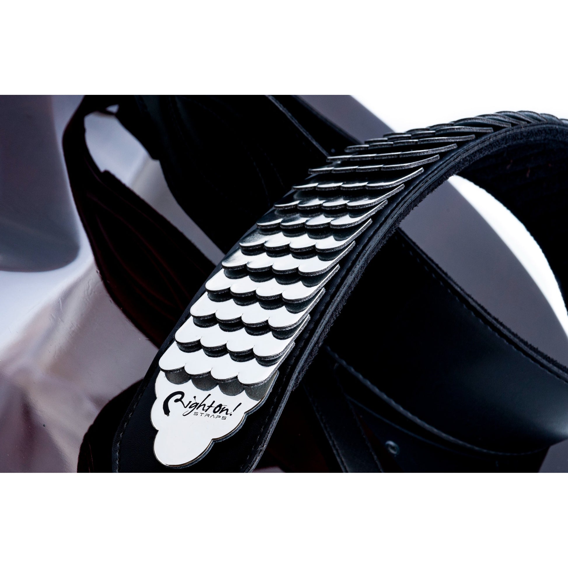RightOn! Straps Legend J.L. PYTHON Black Padded Vegan Guitar and Bass Strap