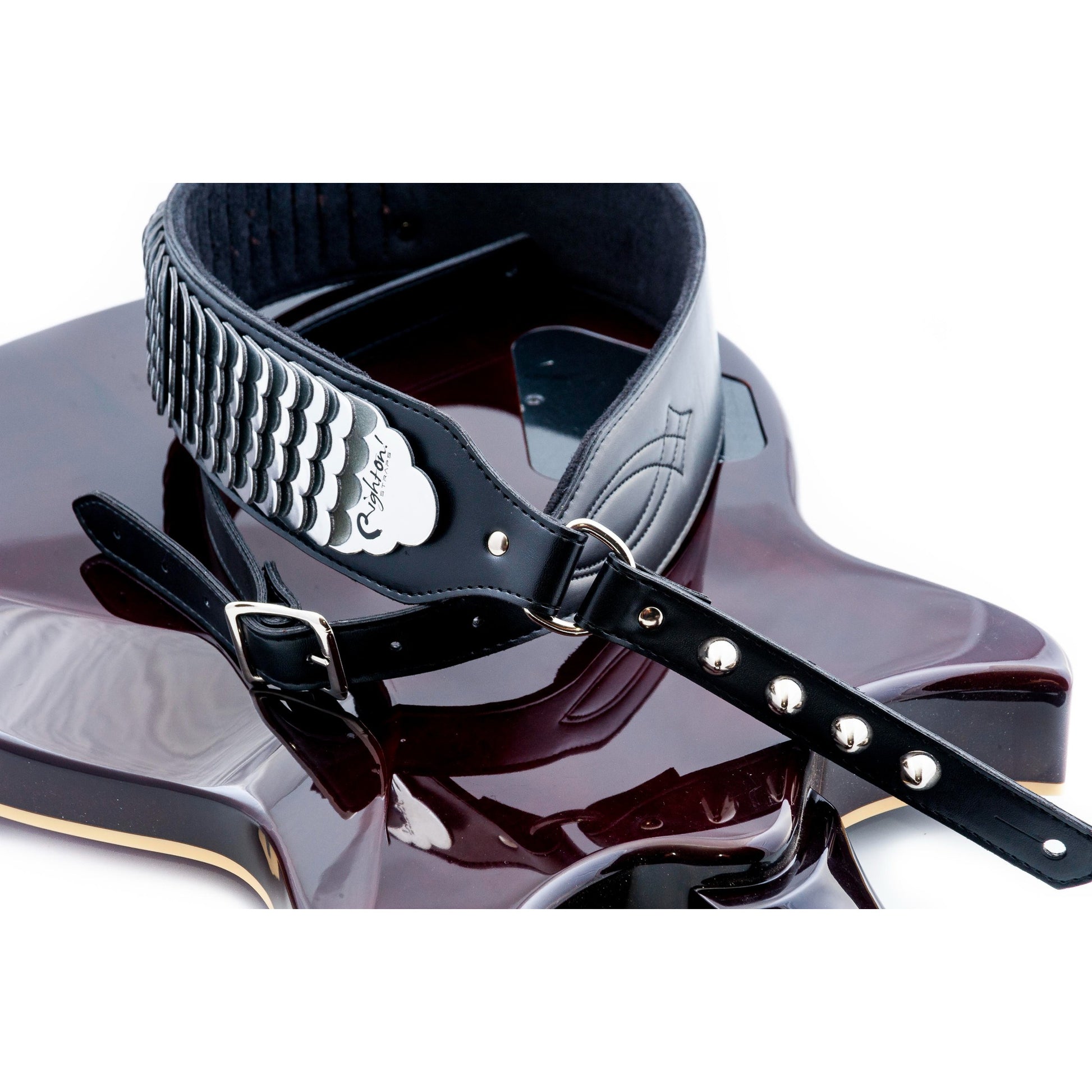 RightOn! Straps Legend J.L. PYTHON Black Padded Vegan Guitar and Bass Strap