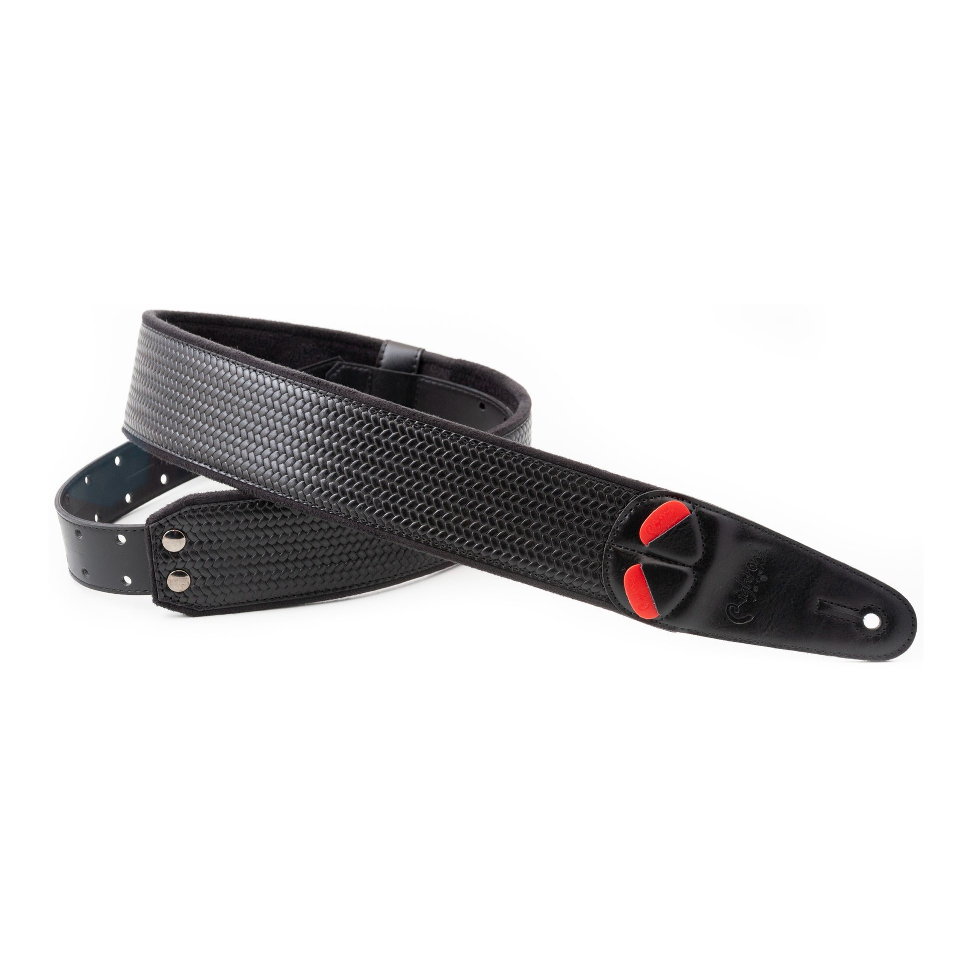 RightOn! Straps Mojo BOND-60 Black Padded Vegan Guitar and Bass Strap with Pick Pocket