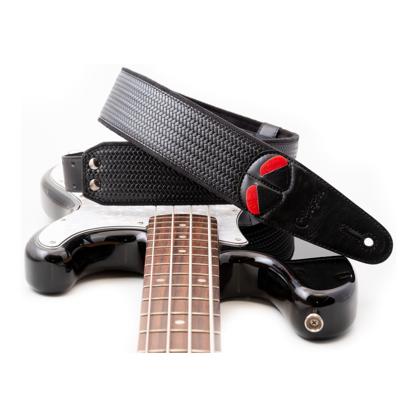 RightOn! Straps Mojo BOND-60 Black Padded Vegan Guitar and Bass Strap with Pick Pocket