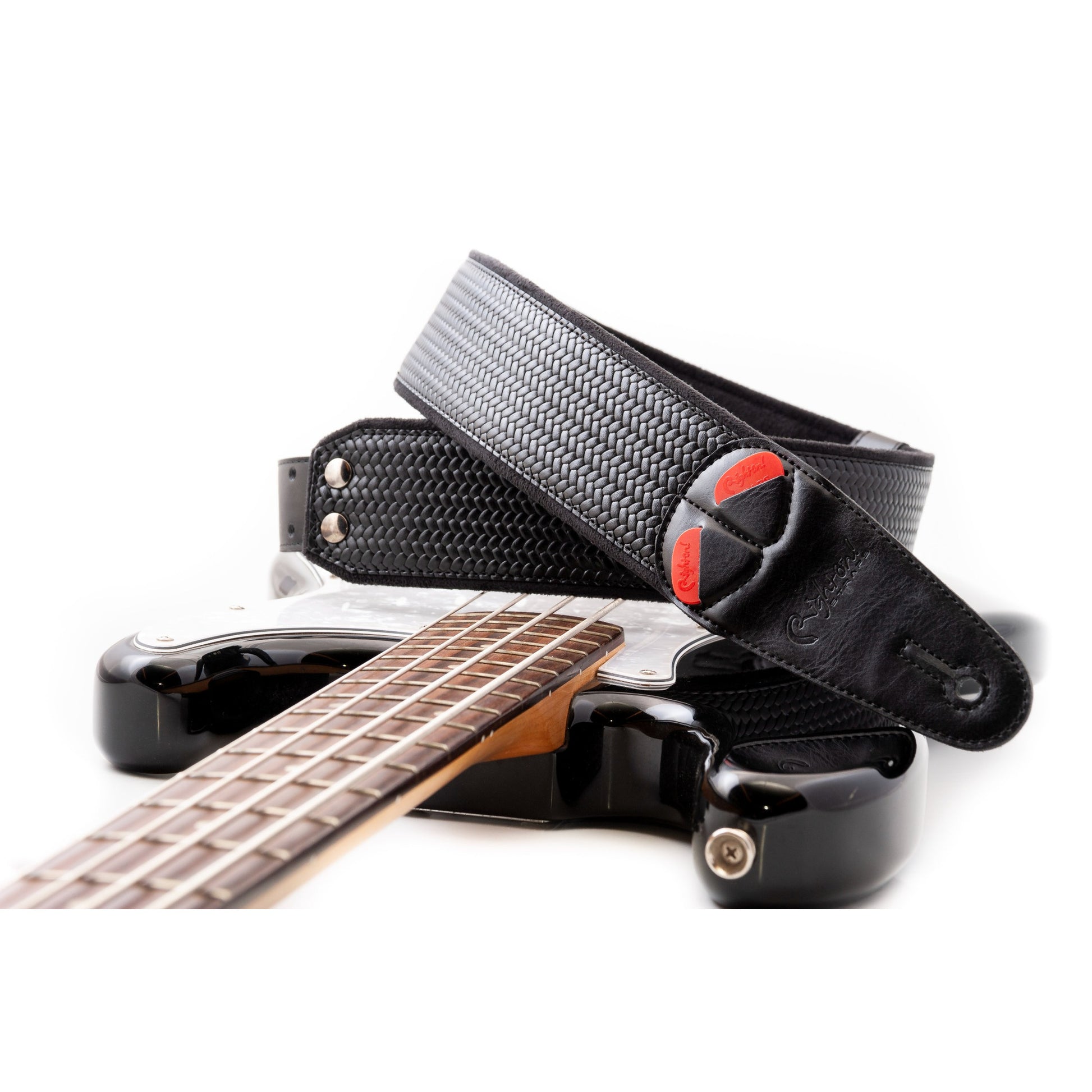 RightOn! Straps Mojo BOND-60 Black Padded Vegan Guitar and Bass Strap with Pick Pocket