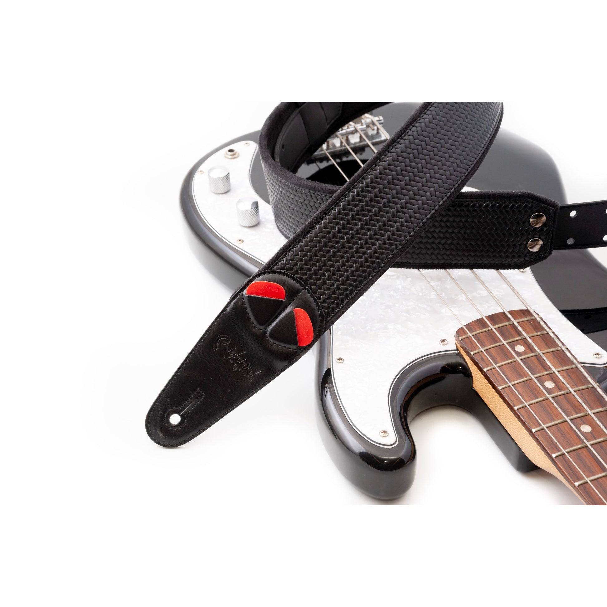 RightOn! Straps Mojo BOND-60 Black Padded Vegan Guitar and Bass Strap with Pick Pocket