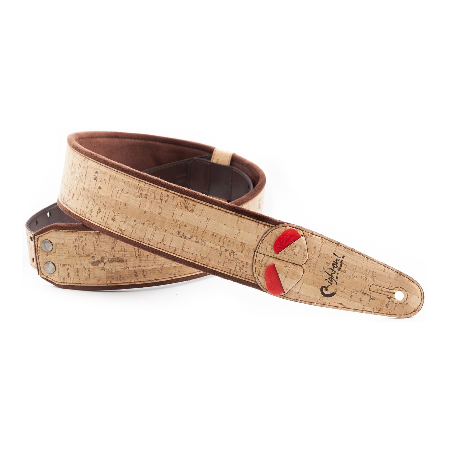 RightOn! Straps Mojo CORK Beige Padded Vegan Guitar and Bass Strap with Pick Pocket