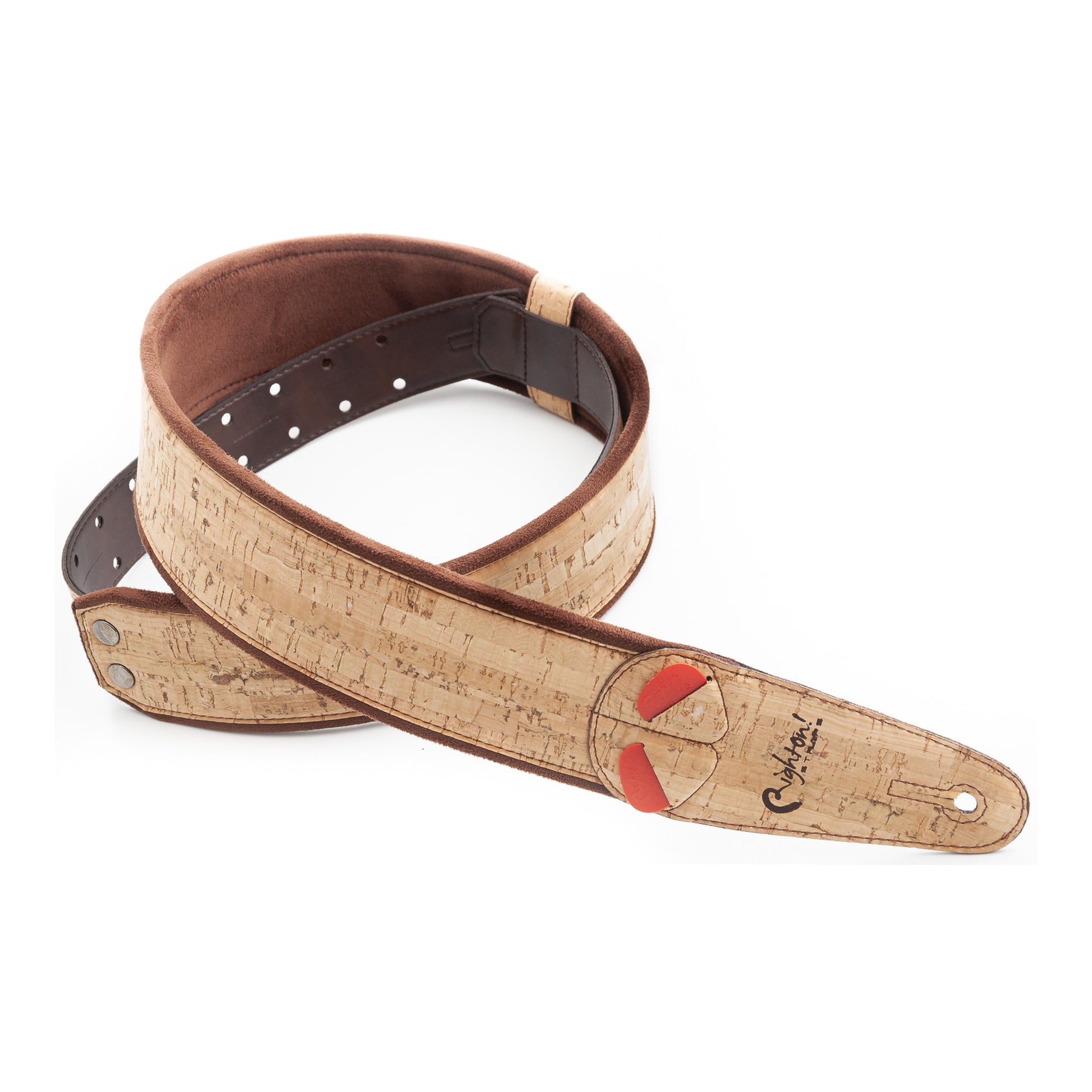 RightOn! Straps Mojo CORK Beige Padded Vegan Guitar and Bass Strap with Pick Pocket