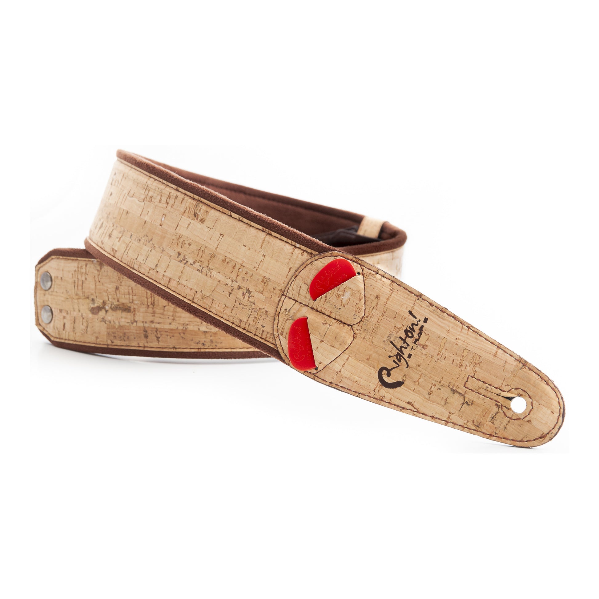 RightOn! Straps Mojo CORK Beige Padded Vegan Guitar and Bass Strap with Pick Pocket