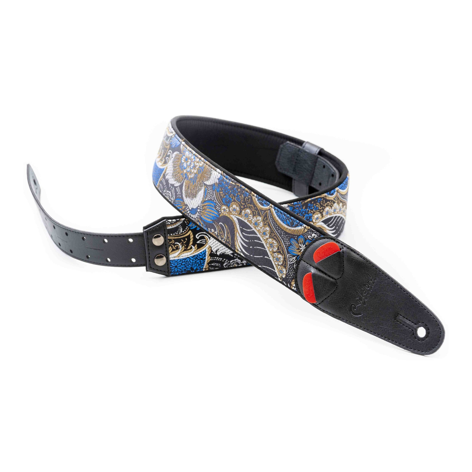 RightOn! Straps Mojo HOKKAIDO Black Padded Vegan Guitar and Bass Strap with Pick Pocket
