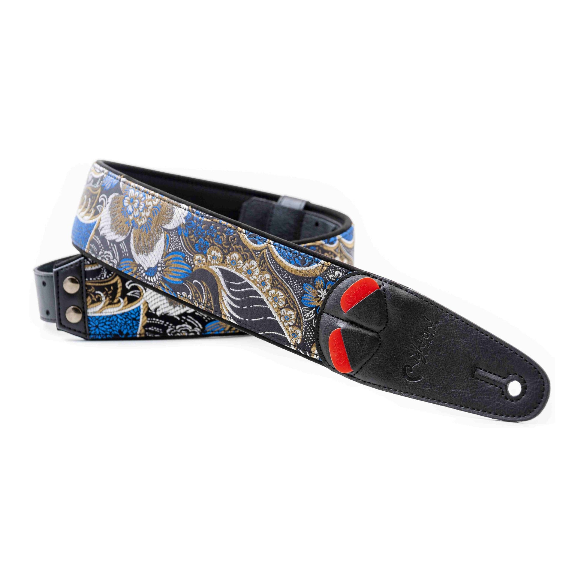 RightOn! Straps Mojo HOKKAIDO Black Padded Vegan Guitar and Bass Strap with Pick Pocket