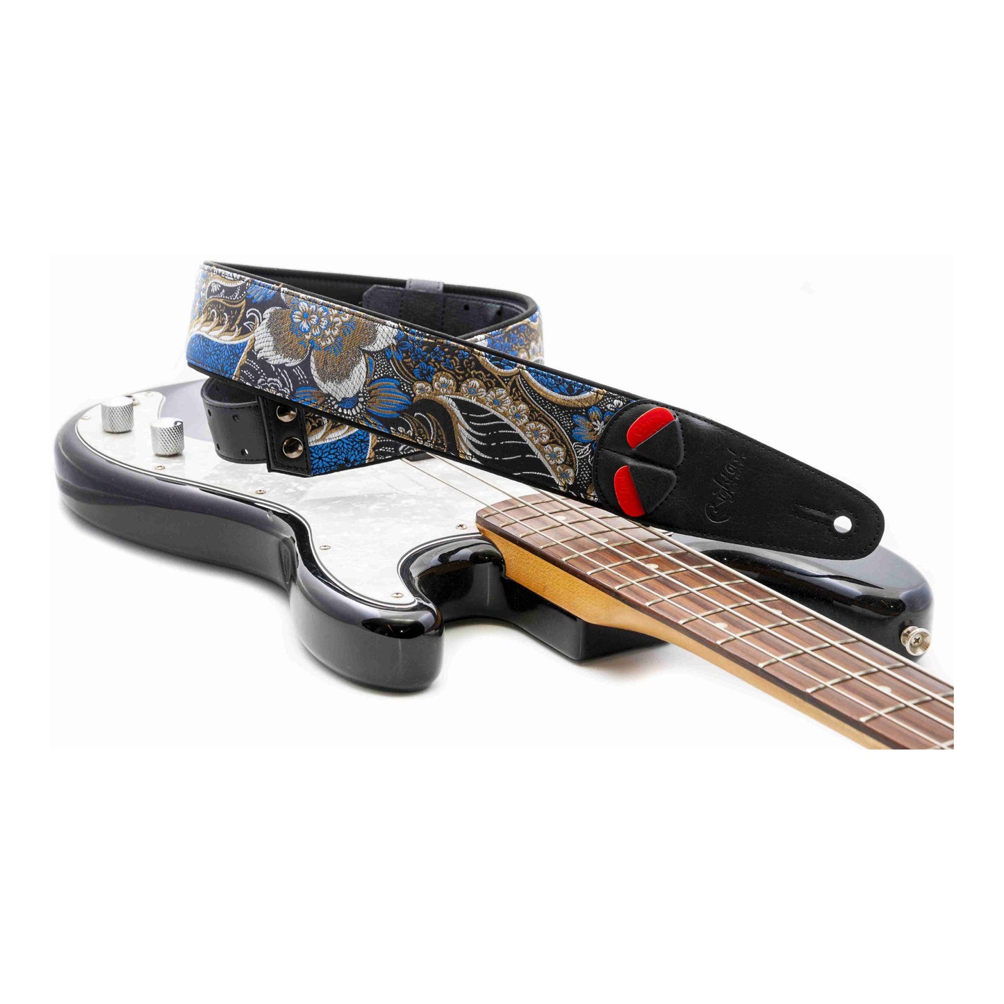 RightOn! Straps Mojo HOKKAIDO Black Padded Vegan Guitar and Bass Strap with Pick Pocket