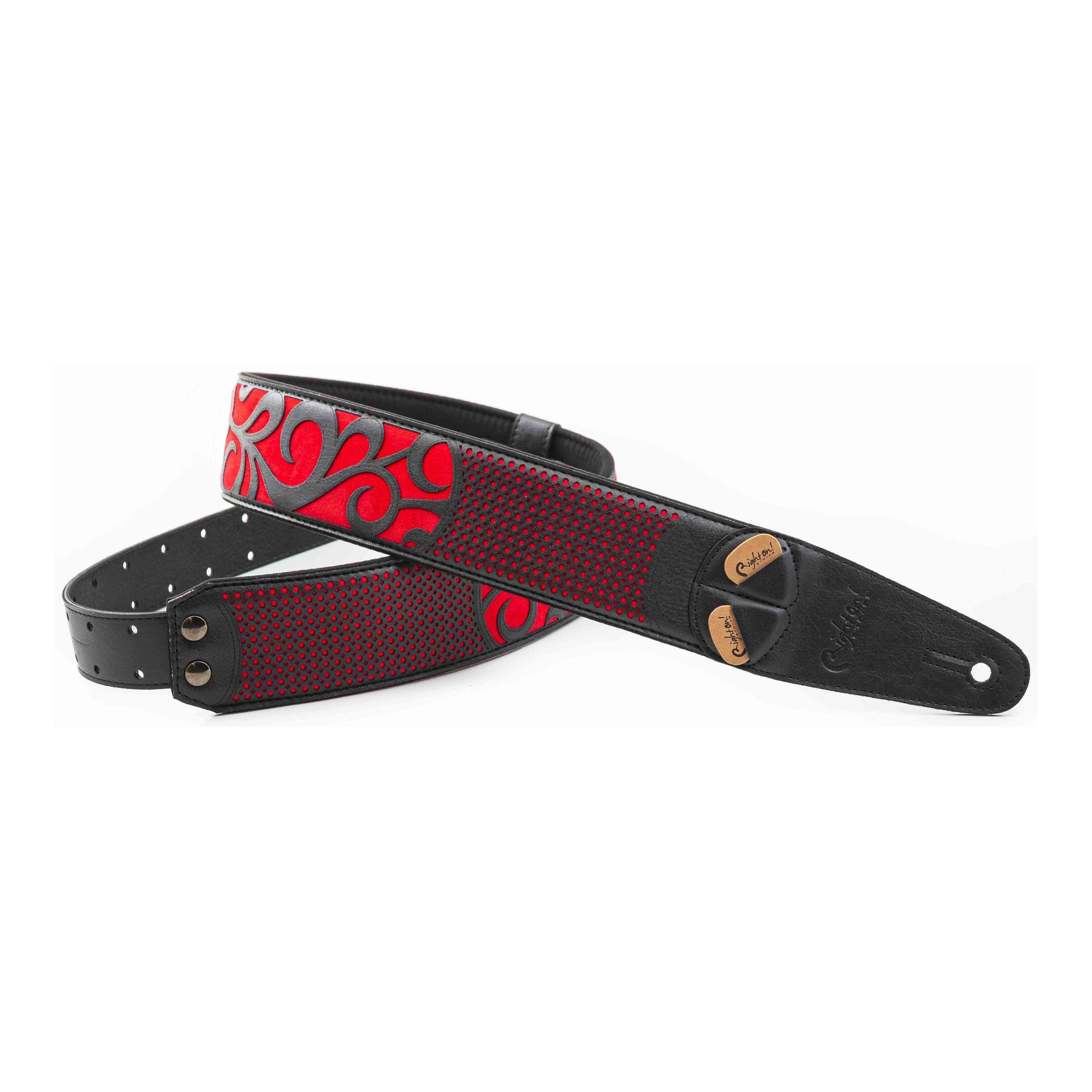 RightOn! Straps Mojo NASHVILLE Red Padded Vegan Guitar and Bass Strap with Pick Pocket