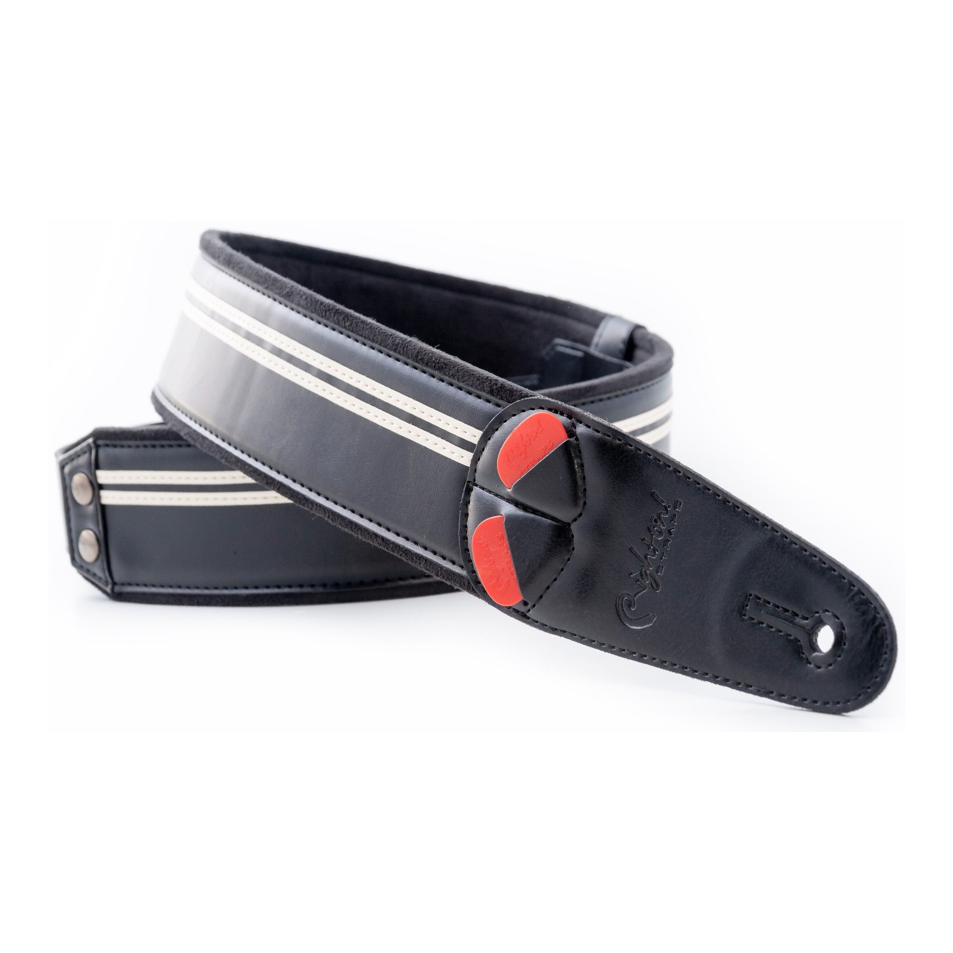 RightOn! Straps Mojo RACE-60 Black Padded Vegan Guitar and Bass Strap with Pick Pocket