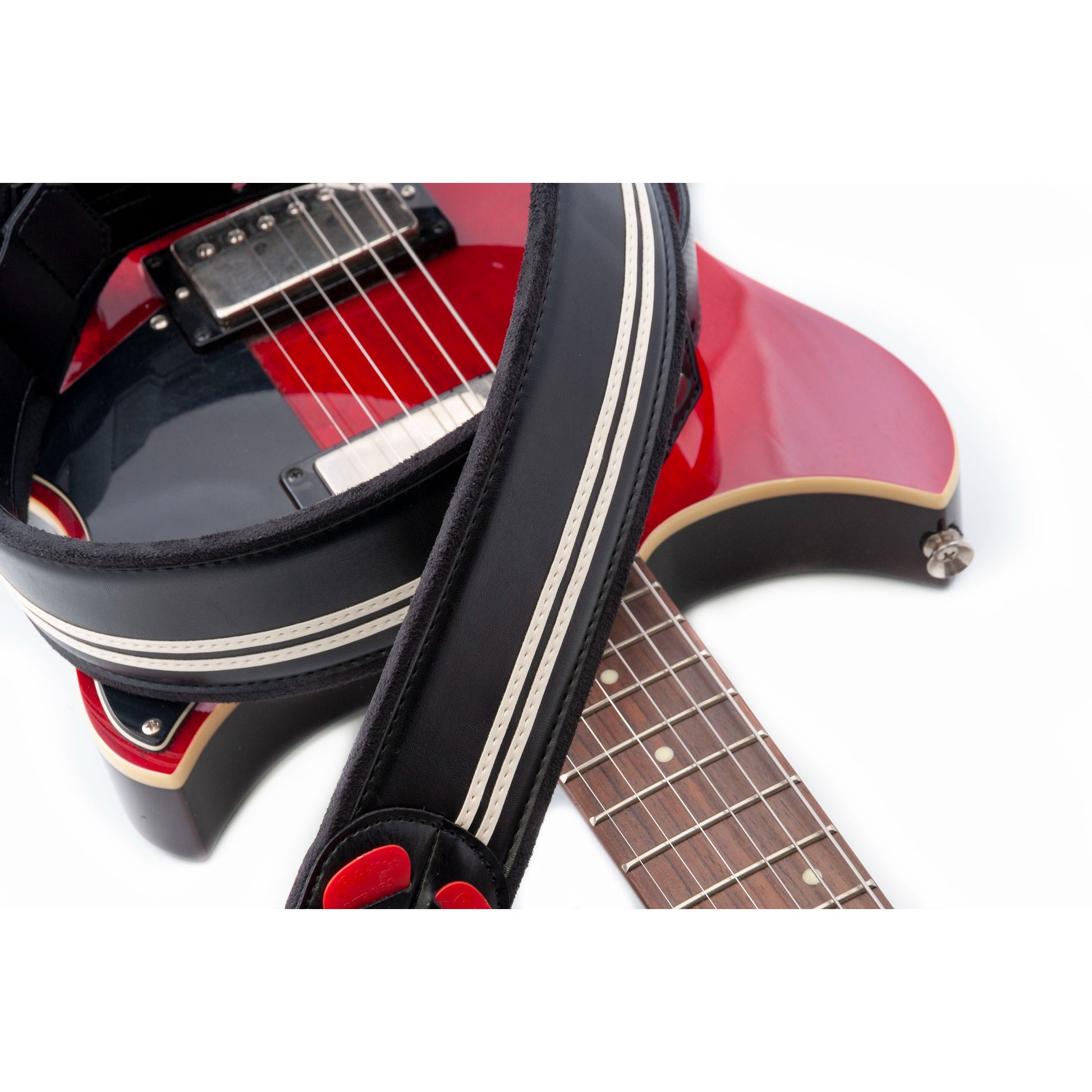 RightOn! Straps Mojo RACE-60 Black Padded Vegan Guitar and Bass Strap with Pick Pocket