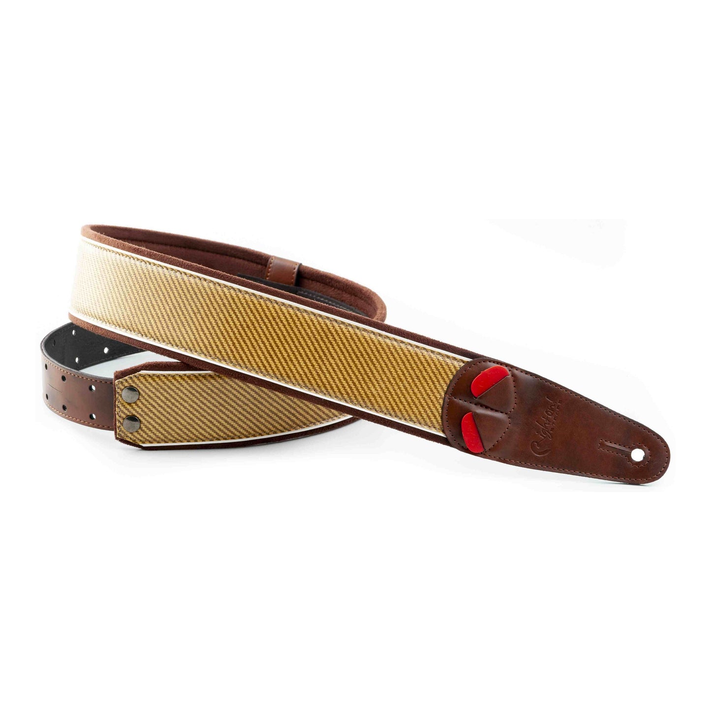 RightOn! Straps Mojo TWEED Brown Padded Vegan Guitar and Bass Strap with Pick Pocket