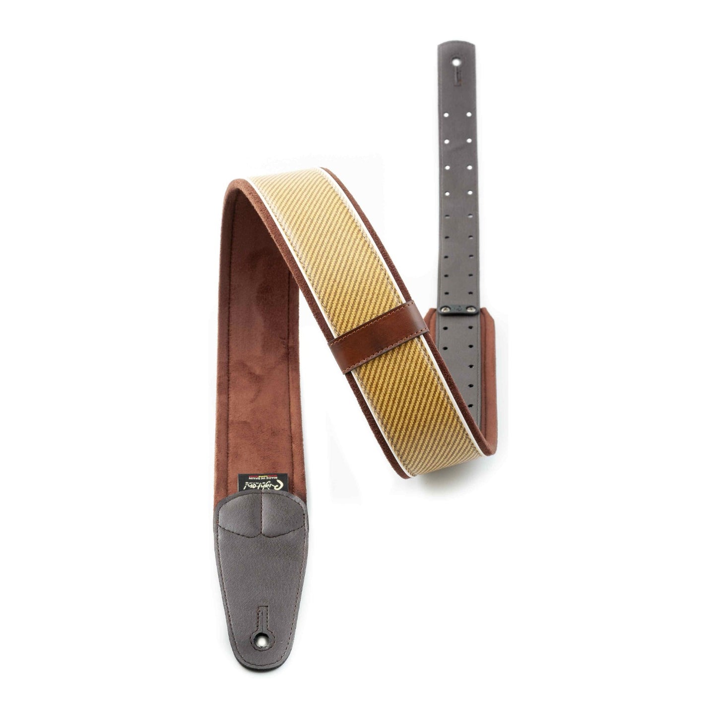 RightOn! Straps Mojo TWEED Brown Padded Vegan Guitar and Bass Strap with Pick Pocket