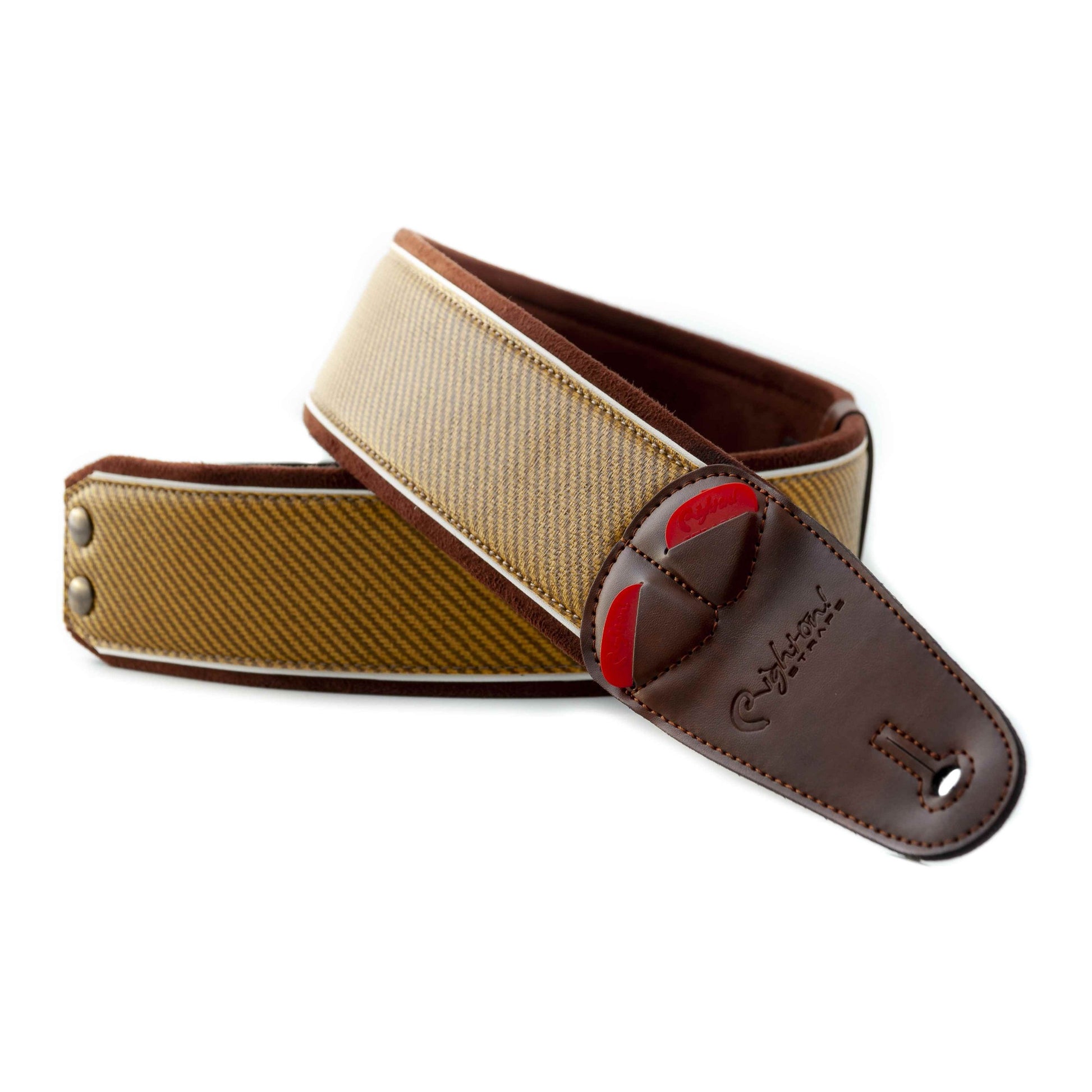 RightOn! Straps Mojo TWEED Brown Padded Vegan Guitar and Bass Strap with Pick Pocket