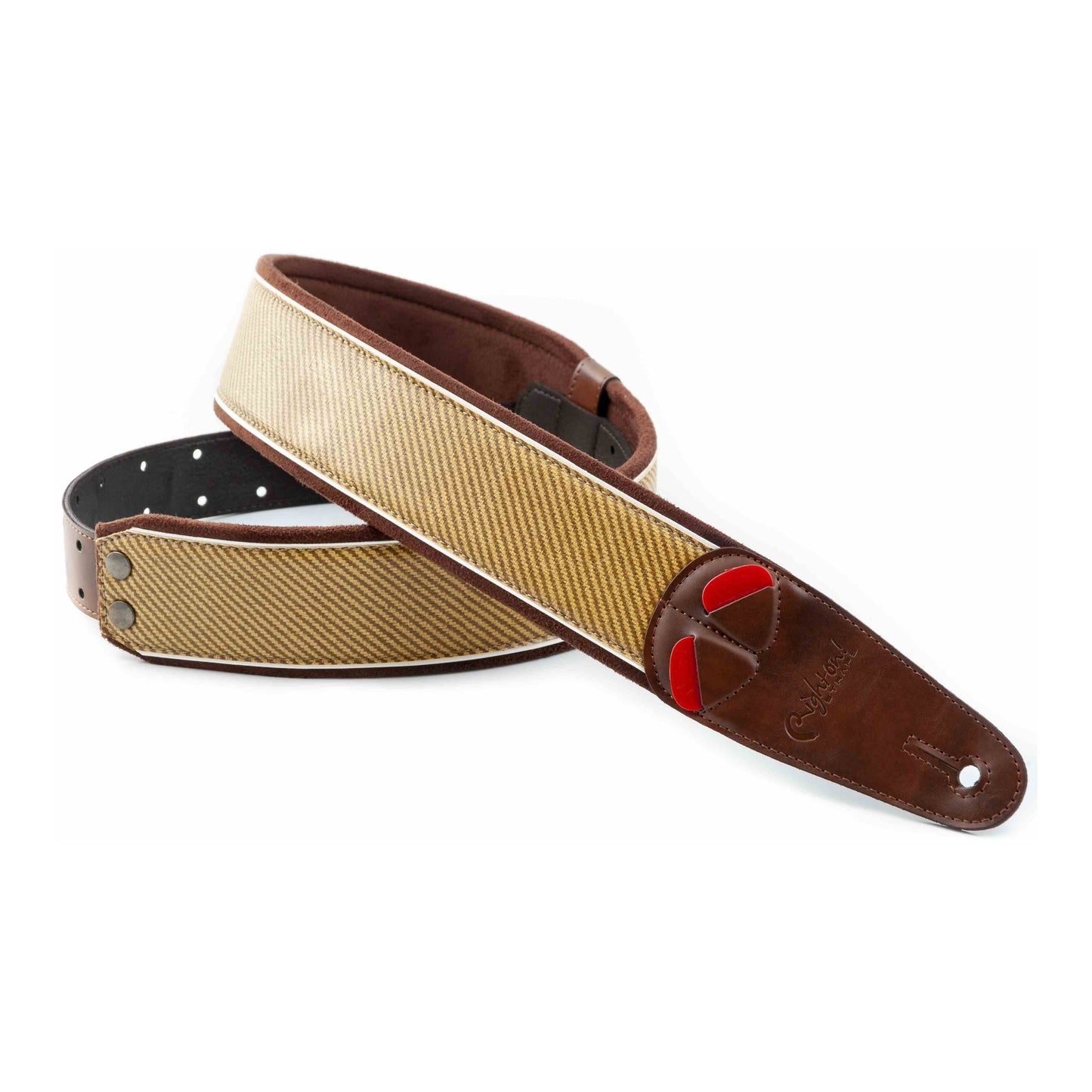 RightOn! Straps Mojo TWEED Brown Padded Vegan Guitar and Bass Strap with Pick Pocket