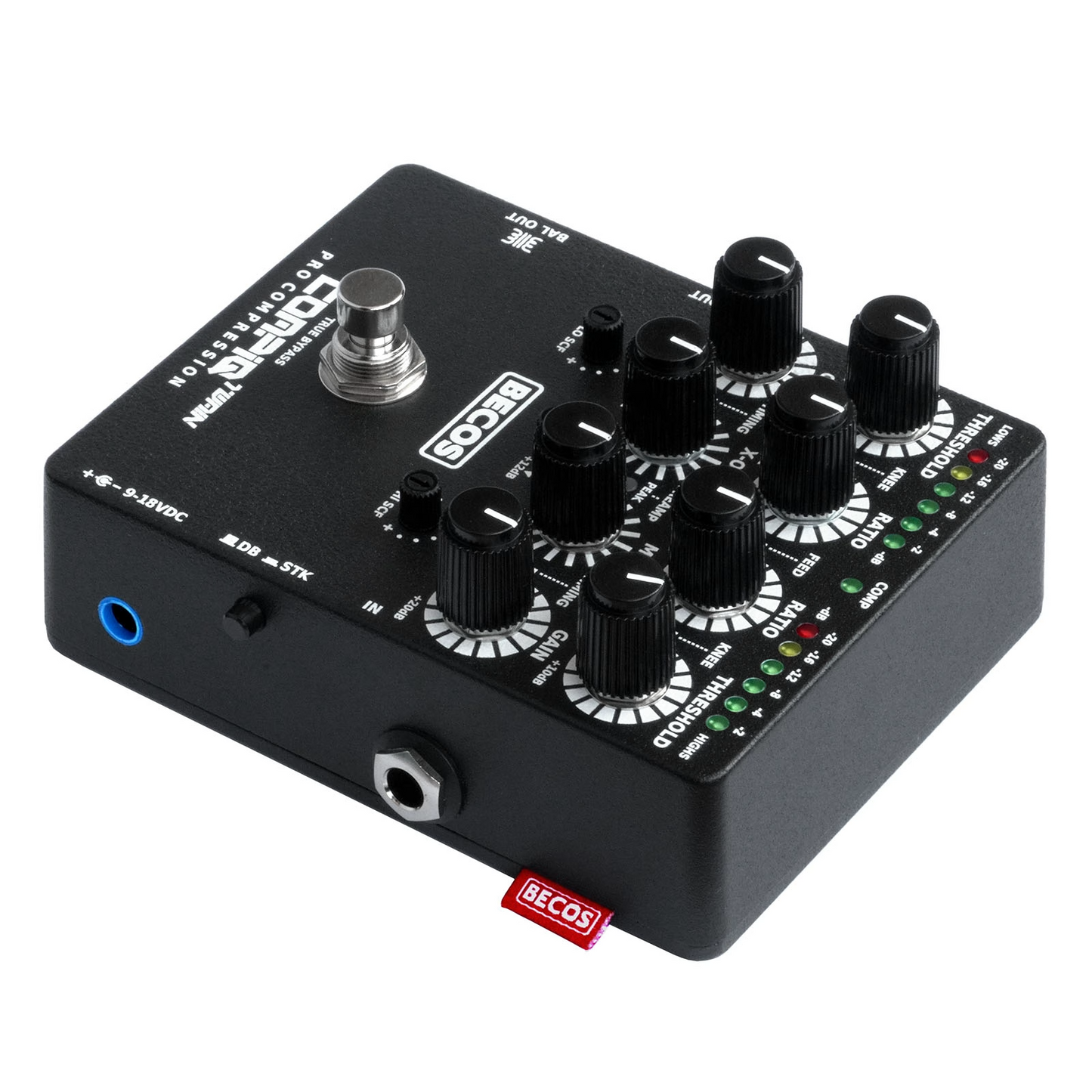 BECOS CompIQ TWAIN Pro Dual Band Stacked Compressor Pedal with DITOS for Bass and Guitar