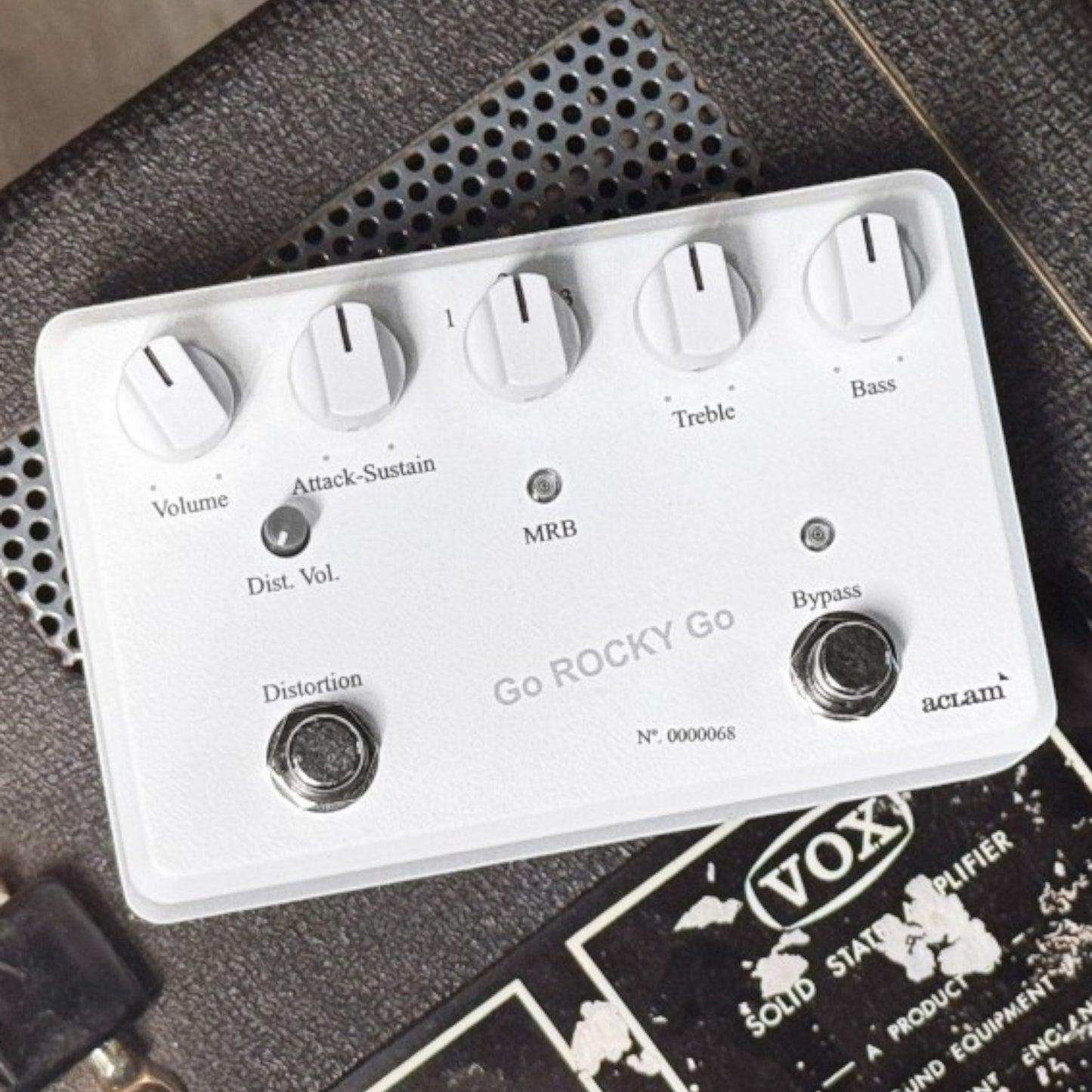 Aclam Go Rocky Go Overdrive & Fuzz Pedal - Vox Conqueror Beatles Tone, White Album Edition - Limited Run of 68