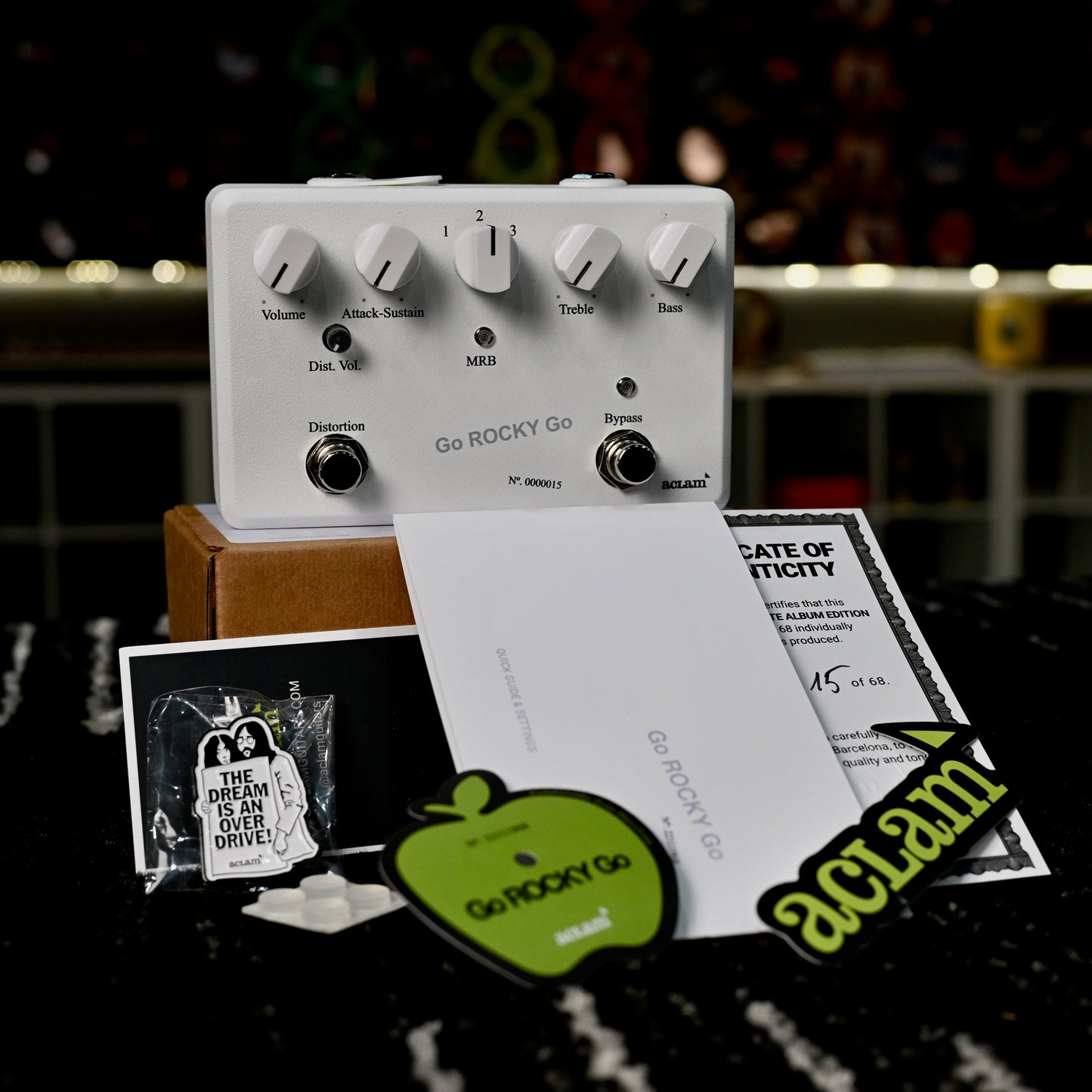 Aclam Go Rocky Go Overdrive & Fuzz Pedal - Vox Conqueror Beatles Tone, White Album Edition - Limited Run of 68