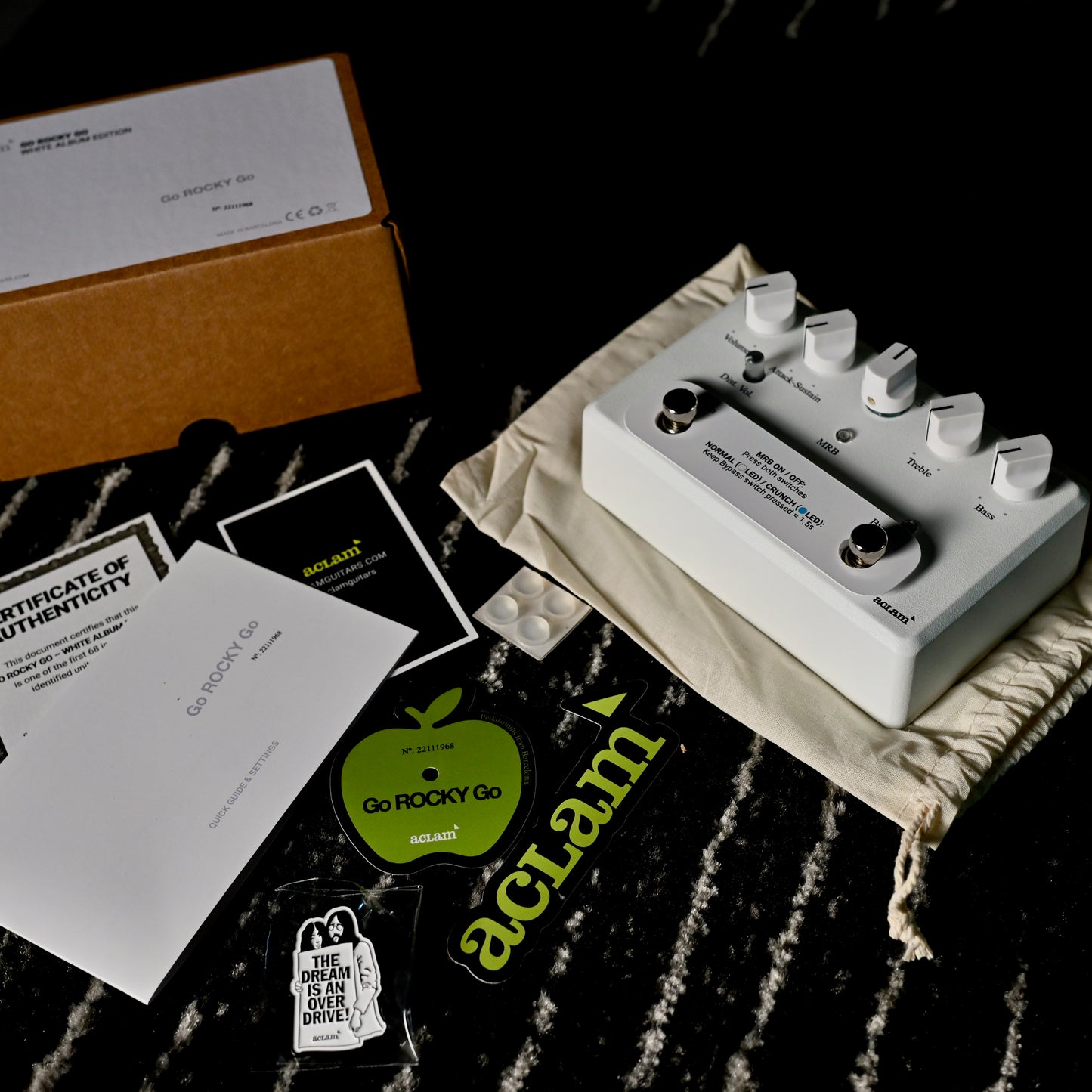 Aclam Go Rocky Go Overdrive & Fuzz Pedal - Vox Conqueror Beatles Tone, White Album Edition - Limited Run of 68