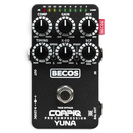 BECOS CompIQ YUNA Pro Analog Compressor Pedal for Bass & Guitar