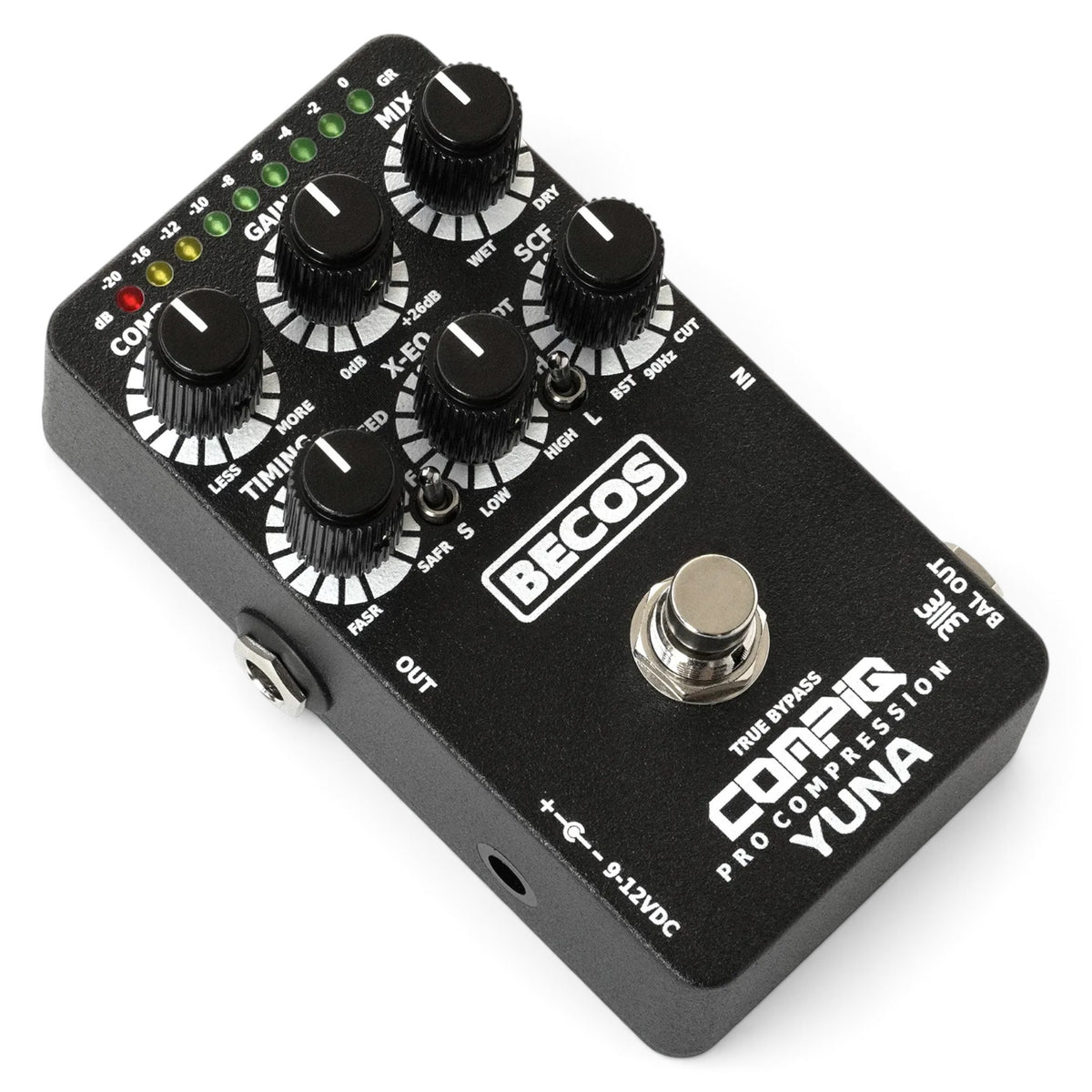 BECOS CompIQ YUNA Pro Analog Compressor Pedal for Bass & Guitar